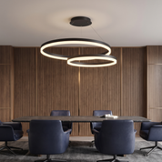 Glykera layered ring LED ceiling light two rings in black in an executive lounge