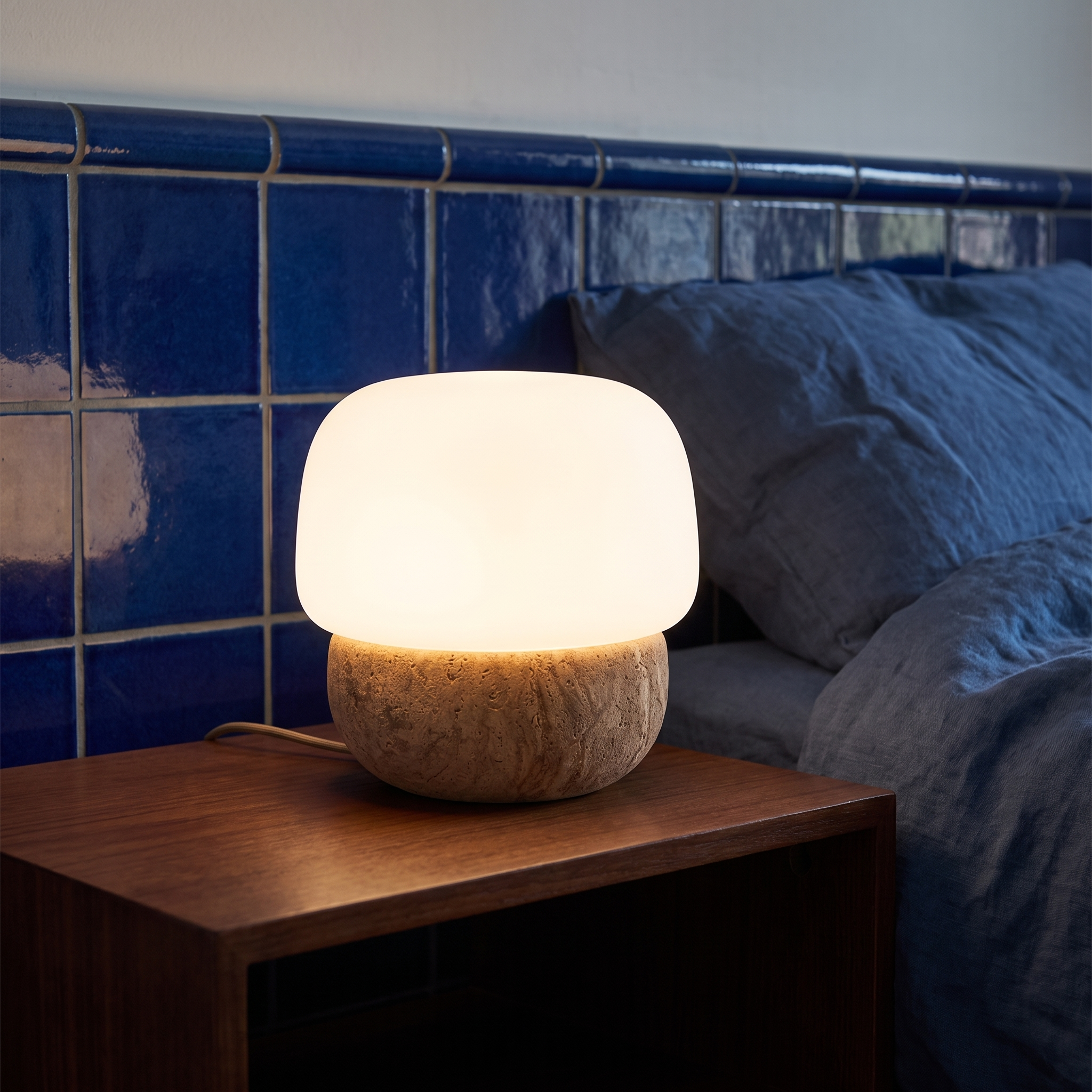 Pasithea - Travertine and Glass Table Lamp