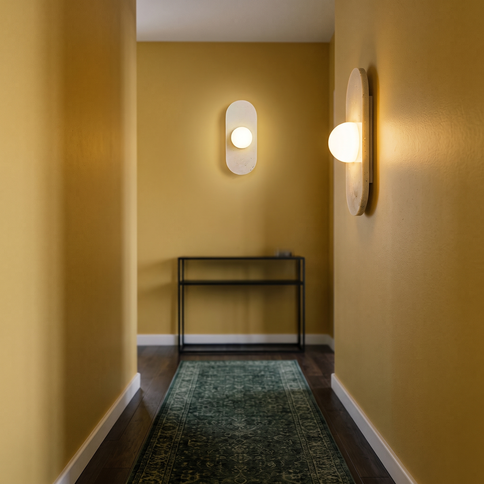 Orthia - Frosted Globe Travertine Sconce