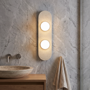 Orthia - Frosted Globe Travertine Sconce