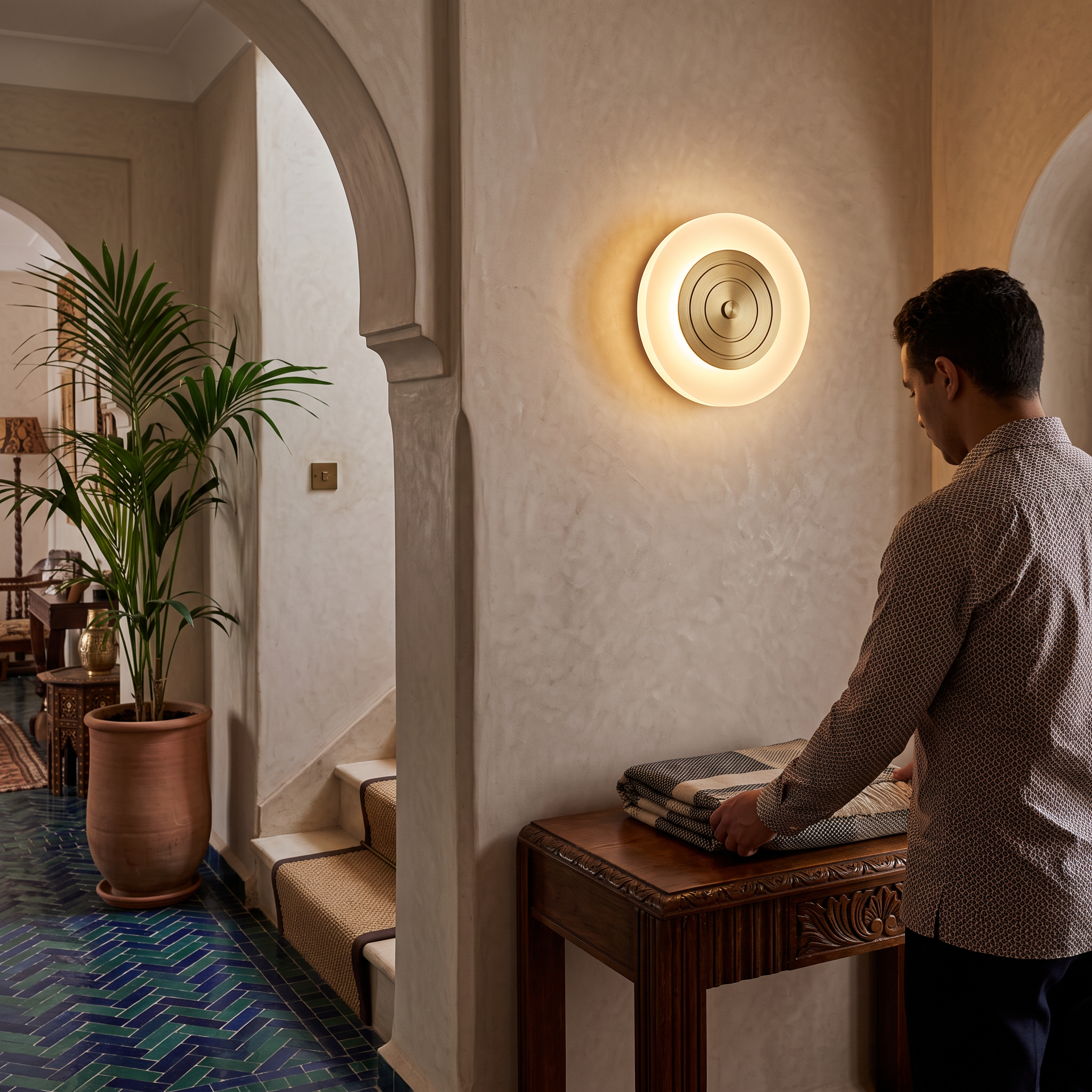 Pleione polished brass and frosted wall lamp lifestyle