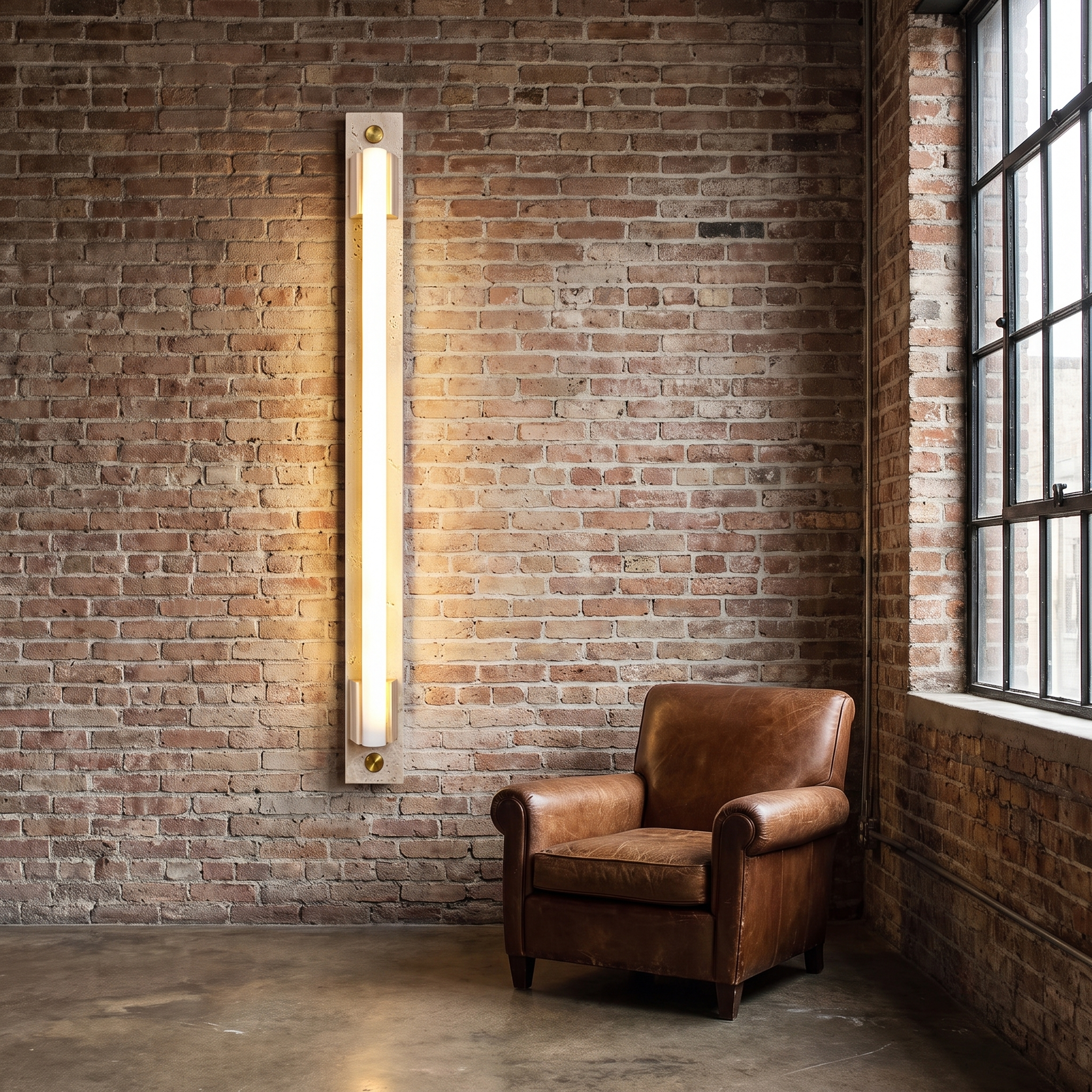 Krios - Travertine and LED Tube Wall Bar