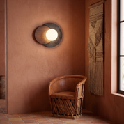 Themisto - Black Travertine and Walnut Sconce