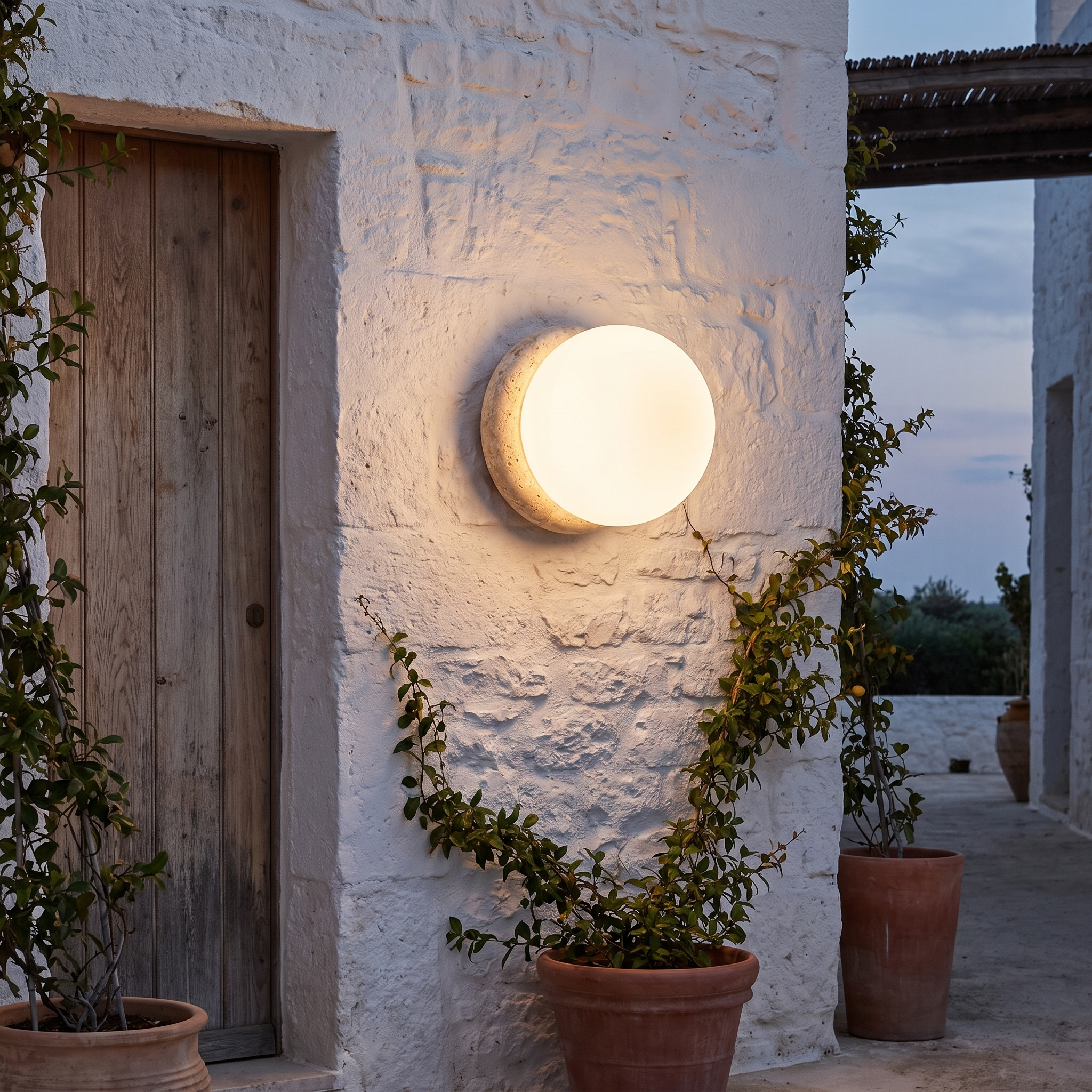 Triton - Hand-Polished Travertine Wall Light