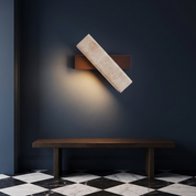 Notos - Travertine and Wood Linear Wall Lamp