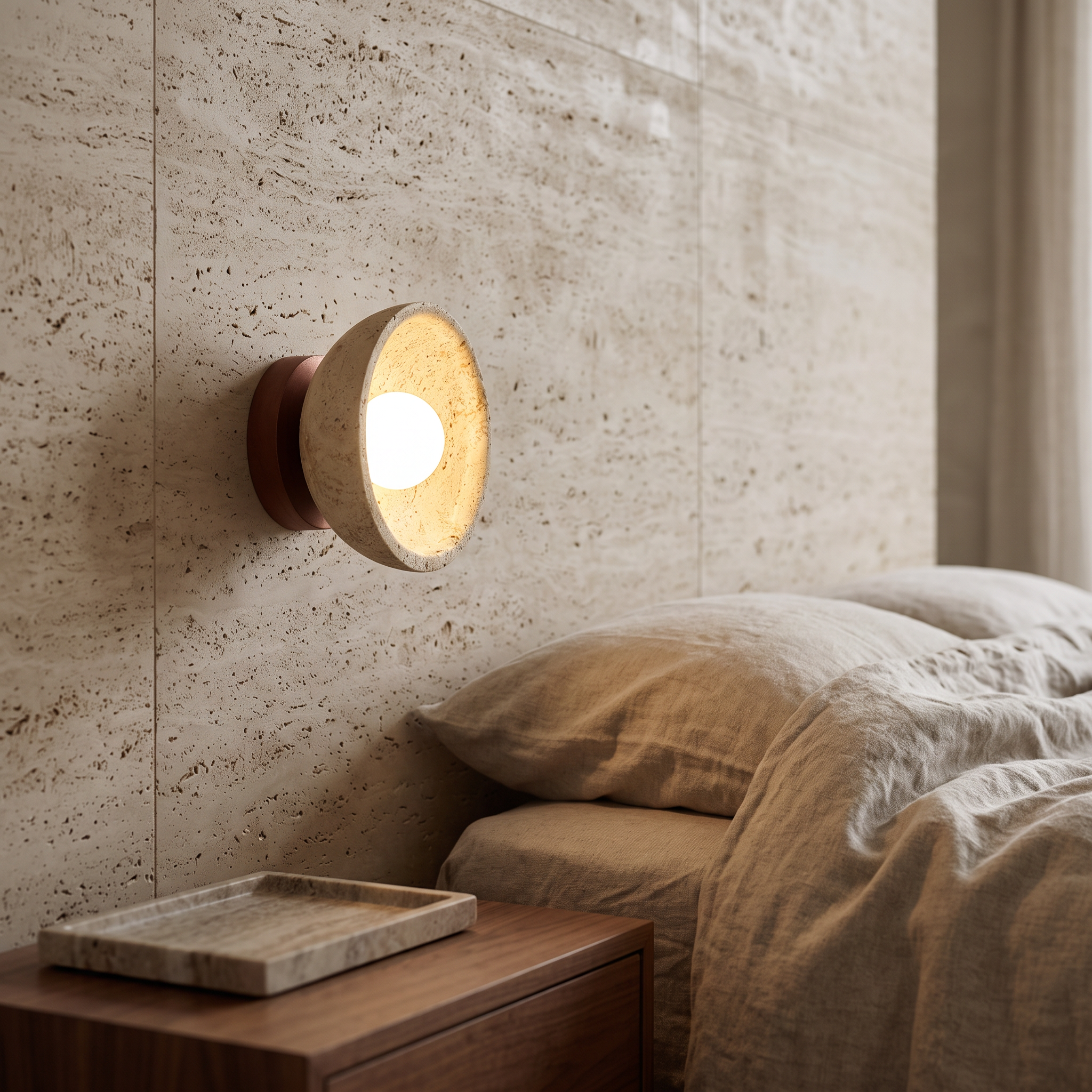 Karpo - Travertine Bowl Wall Lamp