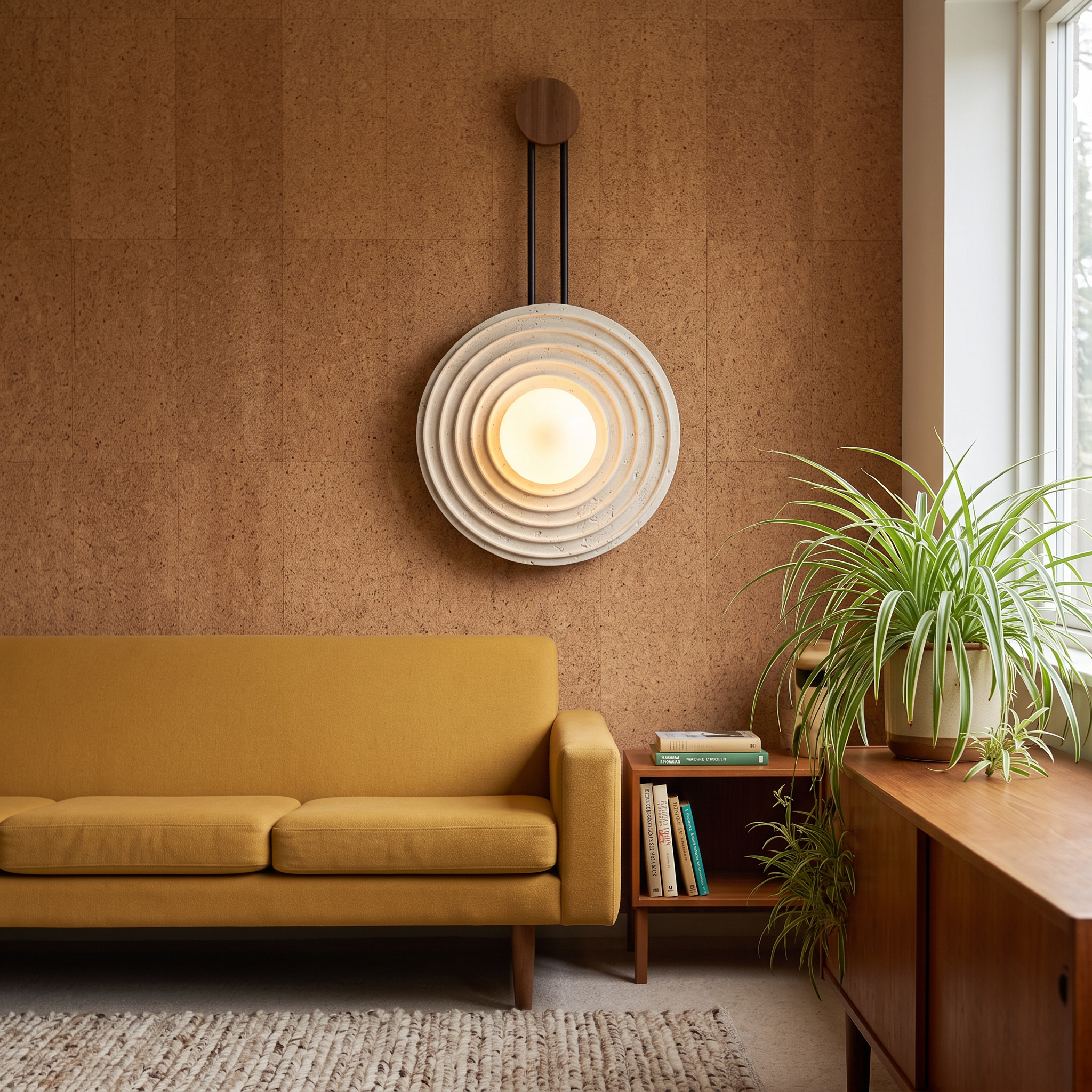 Halimede - Tree Ring Travertine Wall Lamp