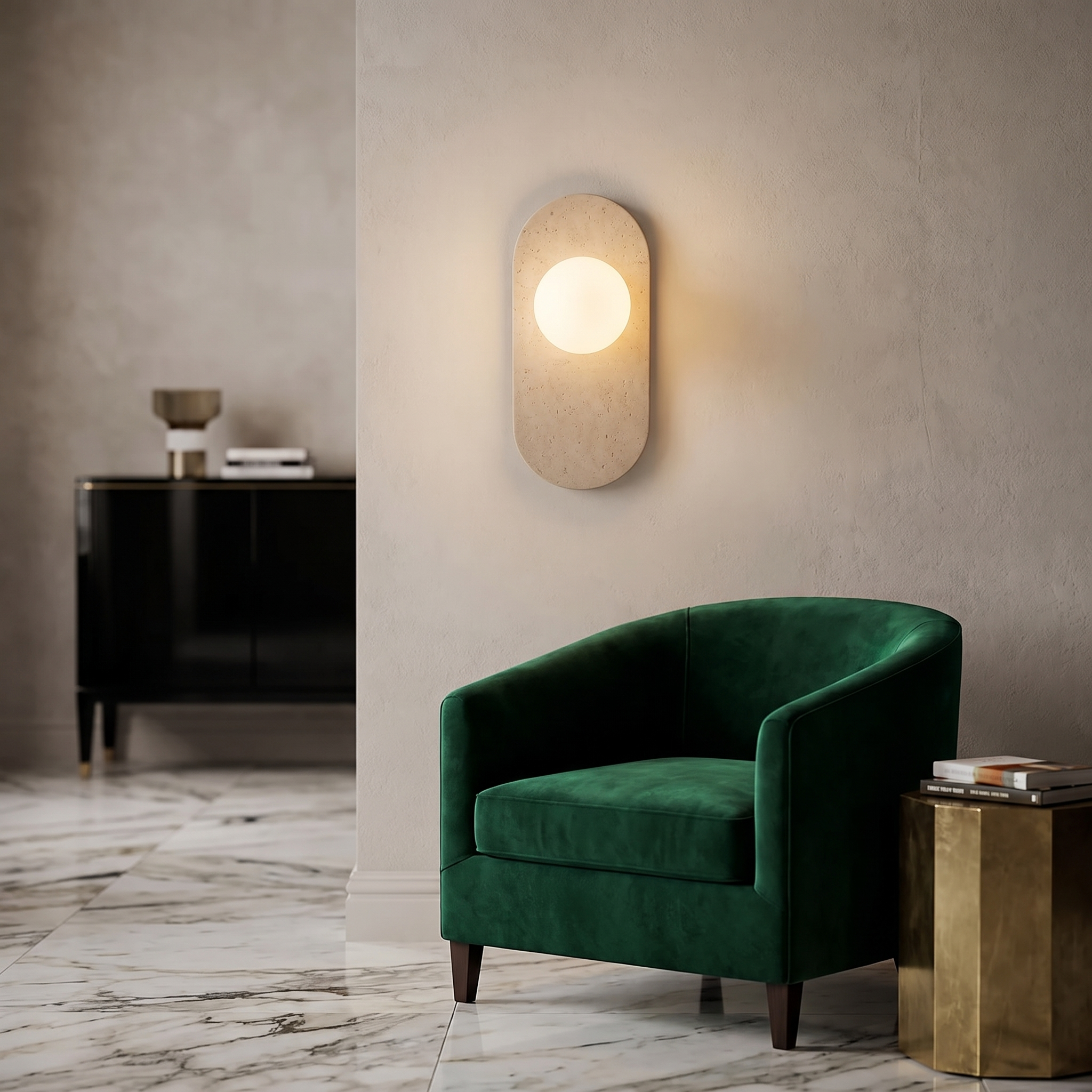 Harmonia - Marble and Travertine Wall Sconce