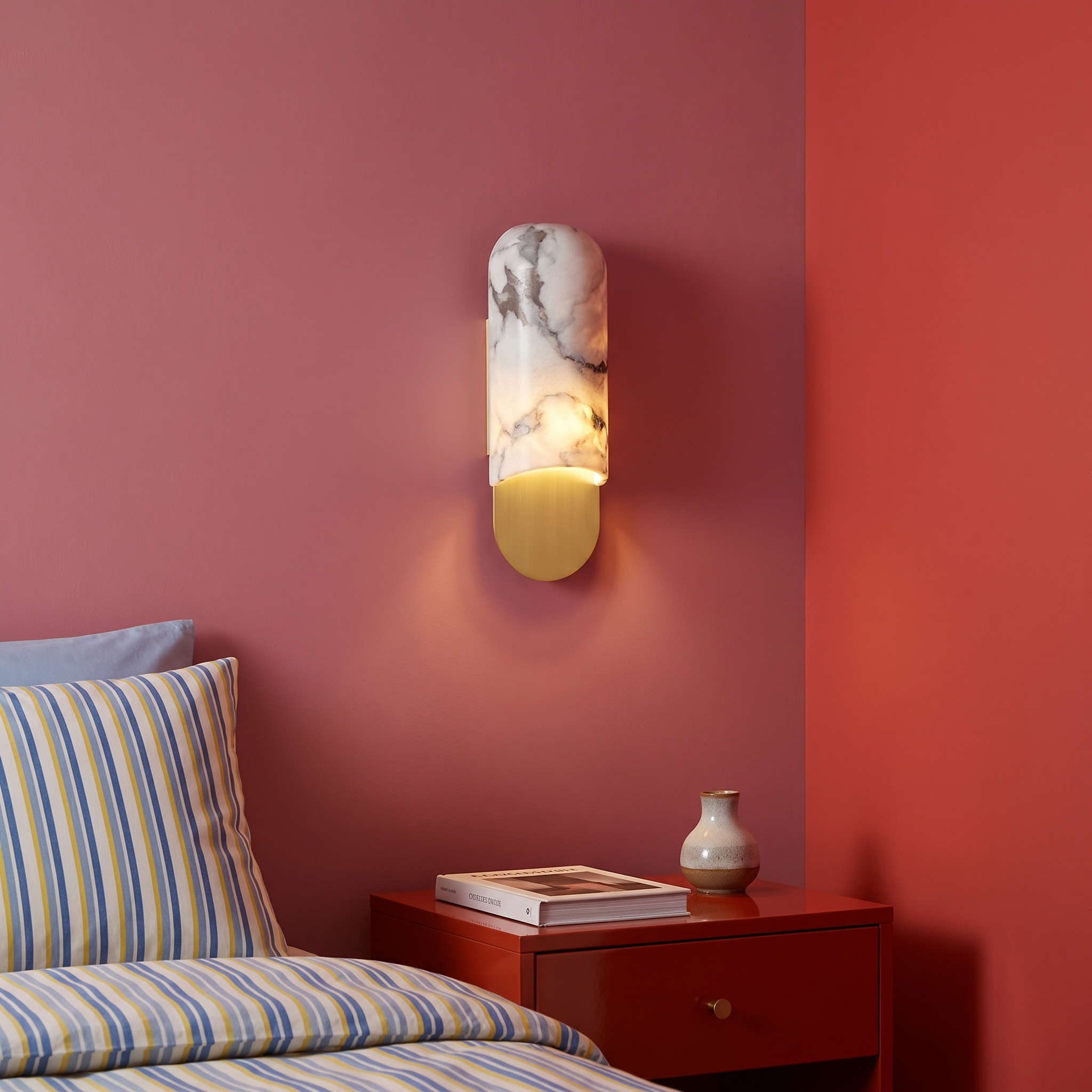 Niobe - White Marble and Metal Wall Sconce