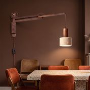 Eunike - Travertine Dome Swing Arm Wall Lamp