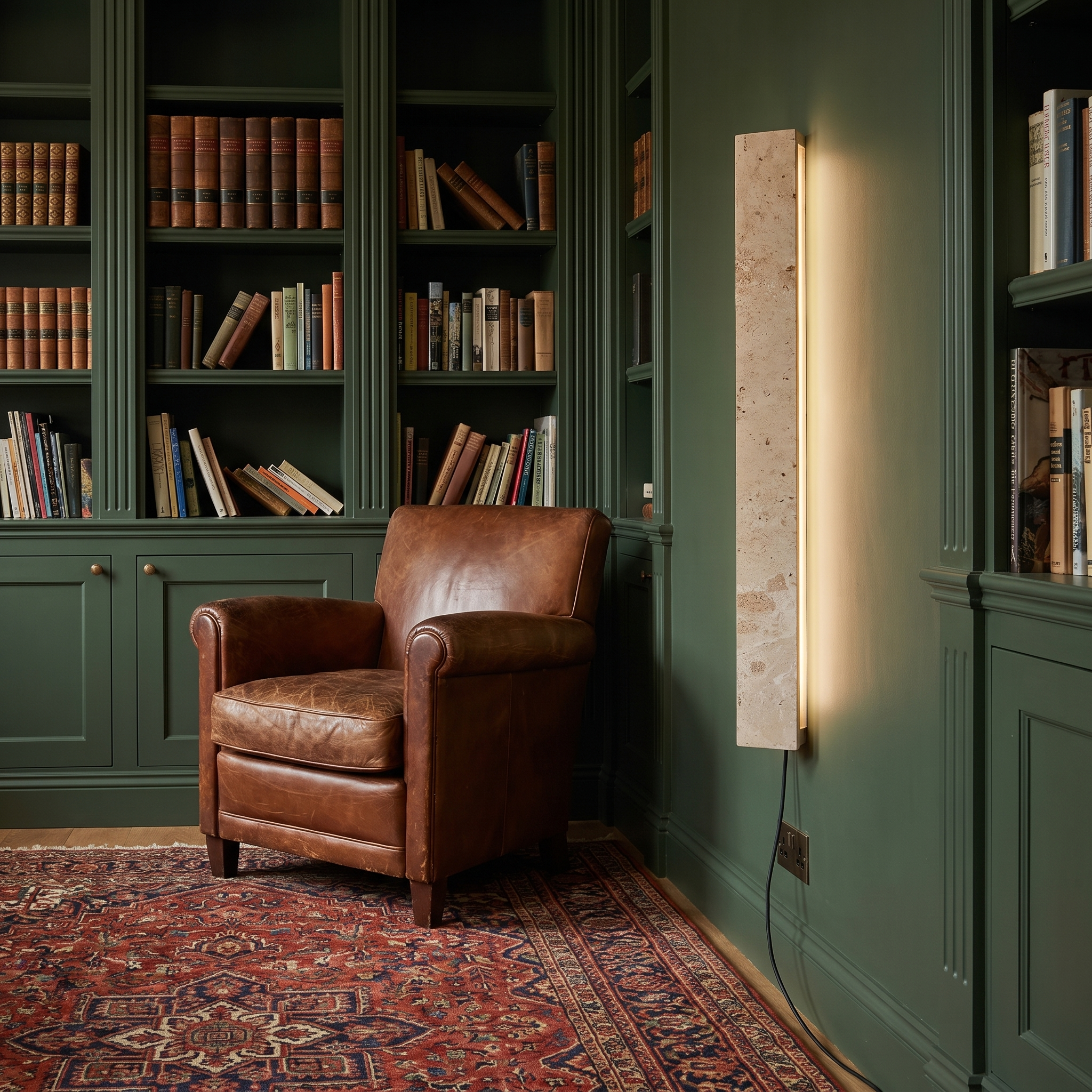 Dynamene - Travertine Linear Plug-In Wall Light