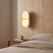 Amphion - Travertine and Wood Trio Wall Sconce