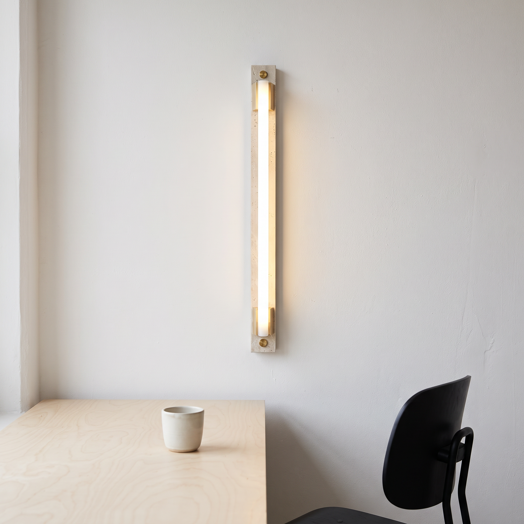 Krios - Travertine and LED Tube Wall Bar