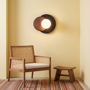 Themisto - Black Travertine and Walnut Sconce