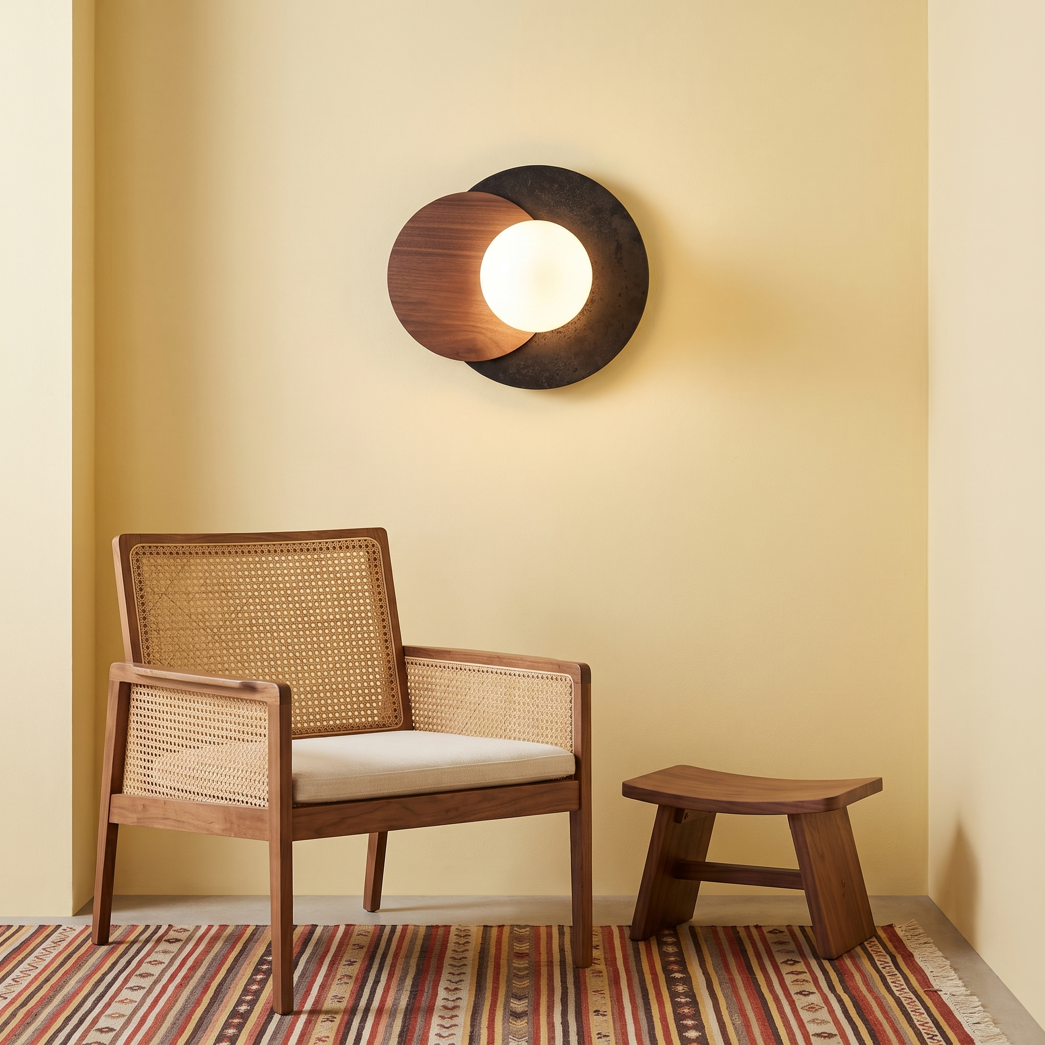 Themisto - Black Travertine and Walnut Sconce