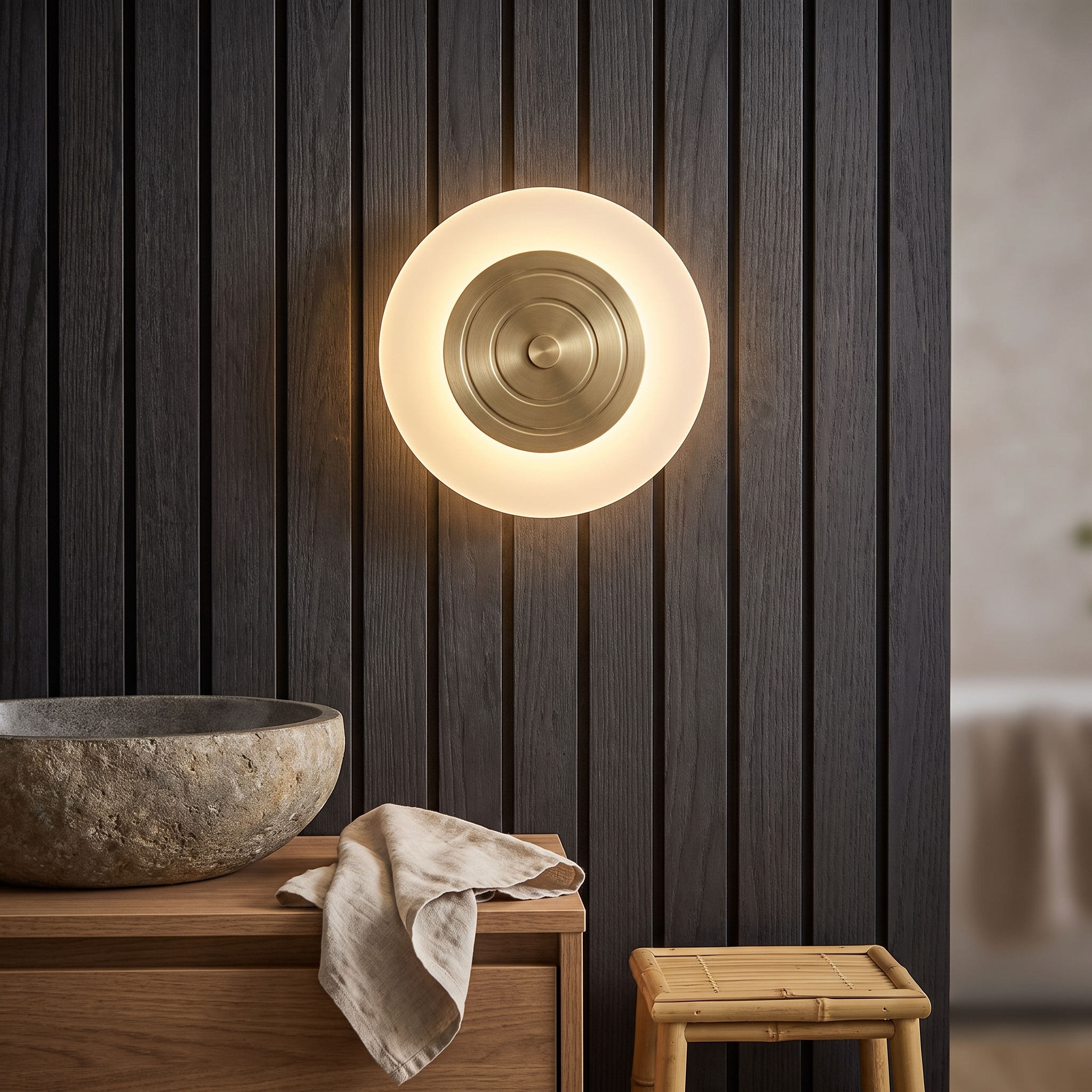 Pleione - Polished Brass and Frosted Wall Lamp