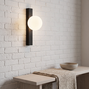 Glaukos - Black Travertine and Opal Globe Sconce