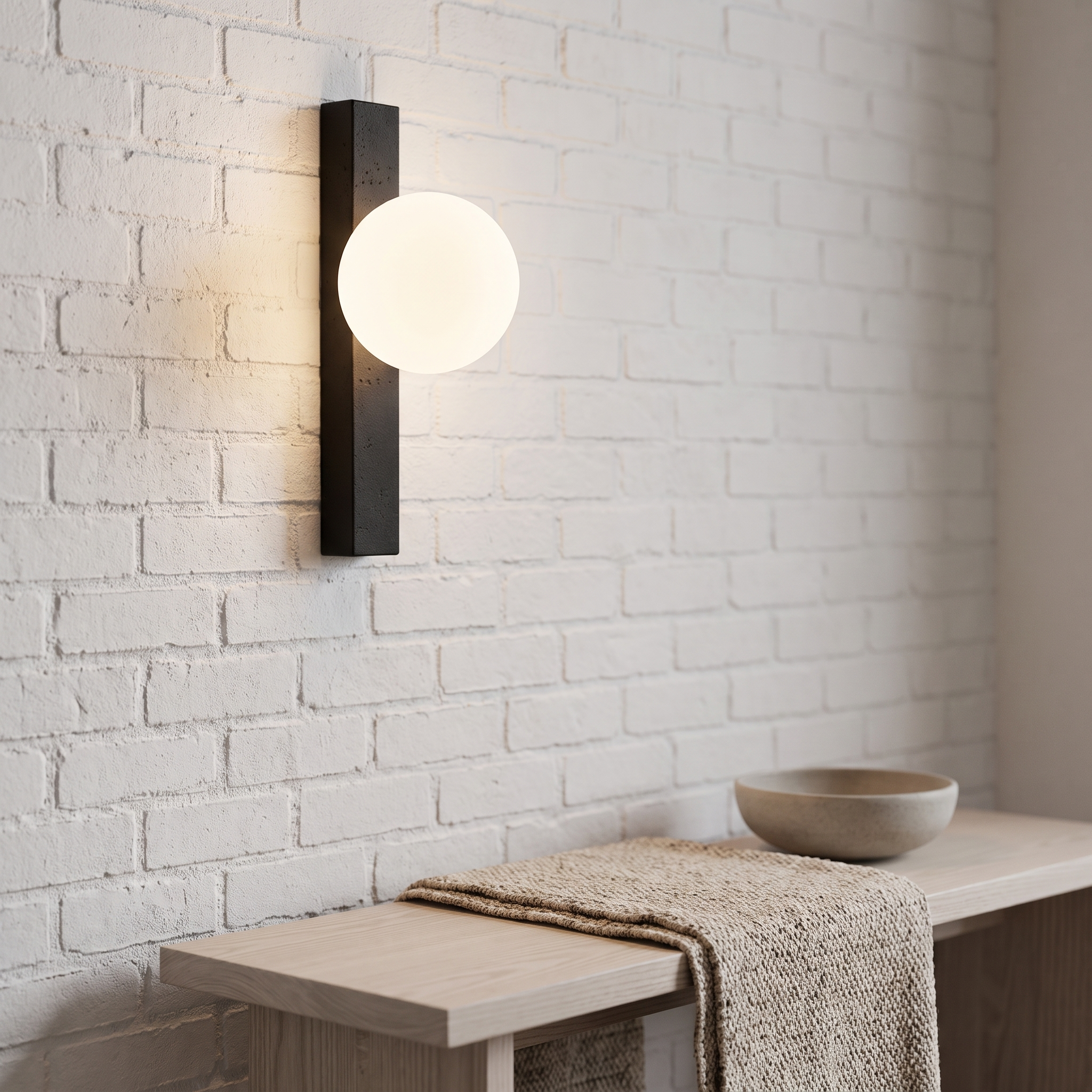 Glaukos - Black Travertine and Opal Globe Sconce
