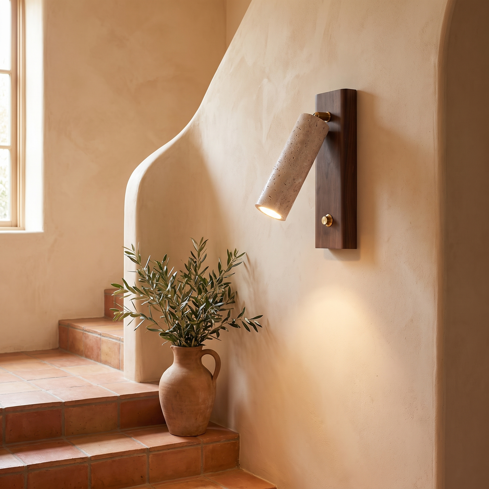 Orpheus - Travertine Torch Wall Lamp