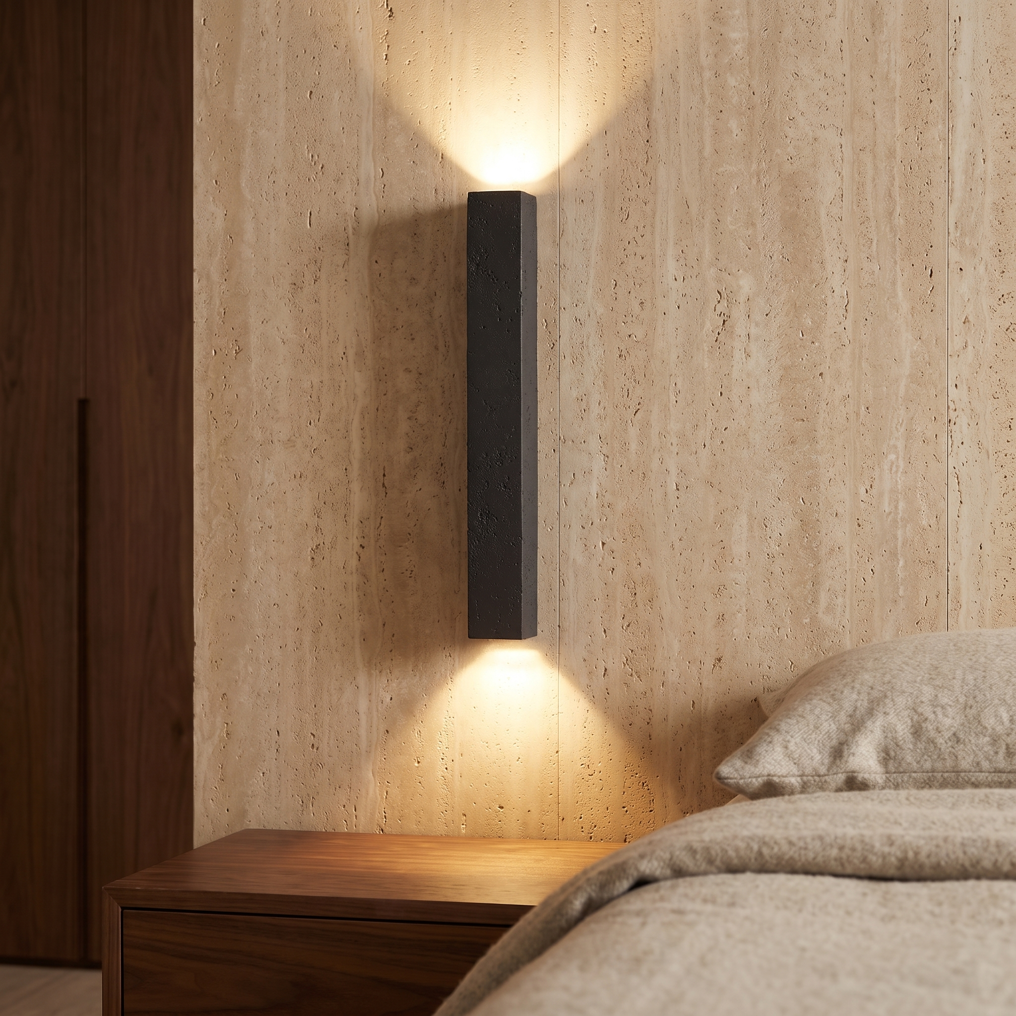 Lethe - Black Travertine Linear Wall Lamp