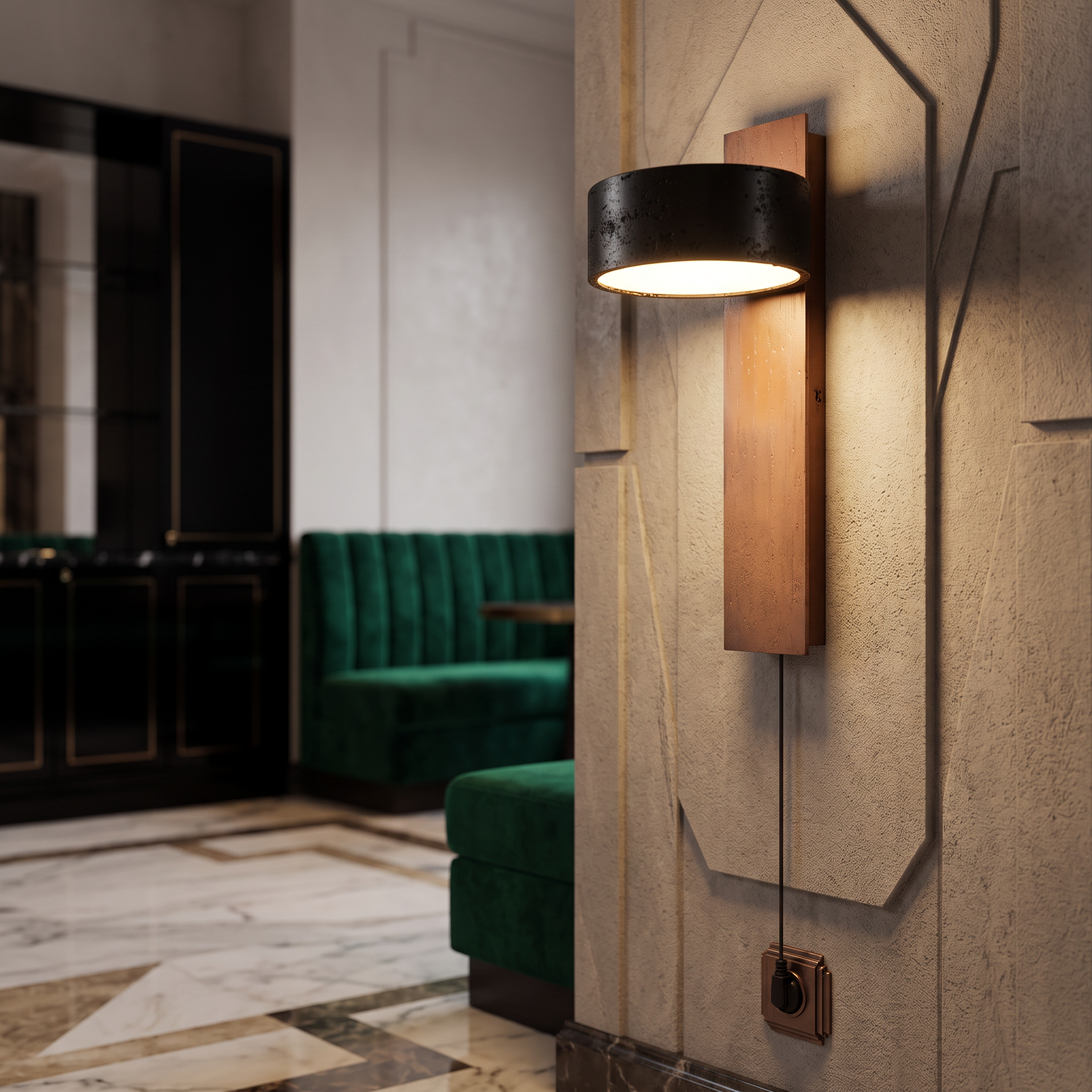 Eurydike - Black Travertine Plug-In Wall Sconce