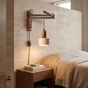 Eunike - Travertine Dome Swing Arm Wall Lamp