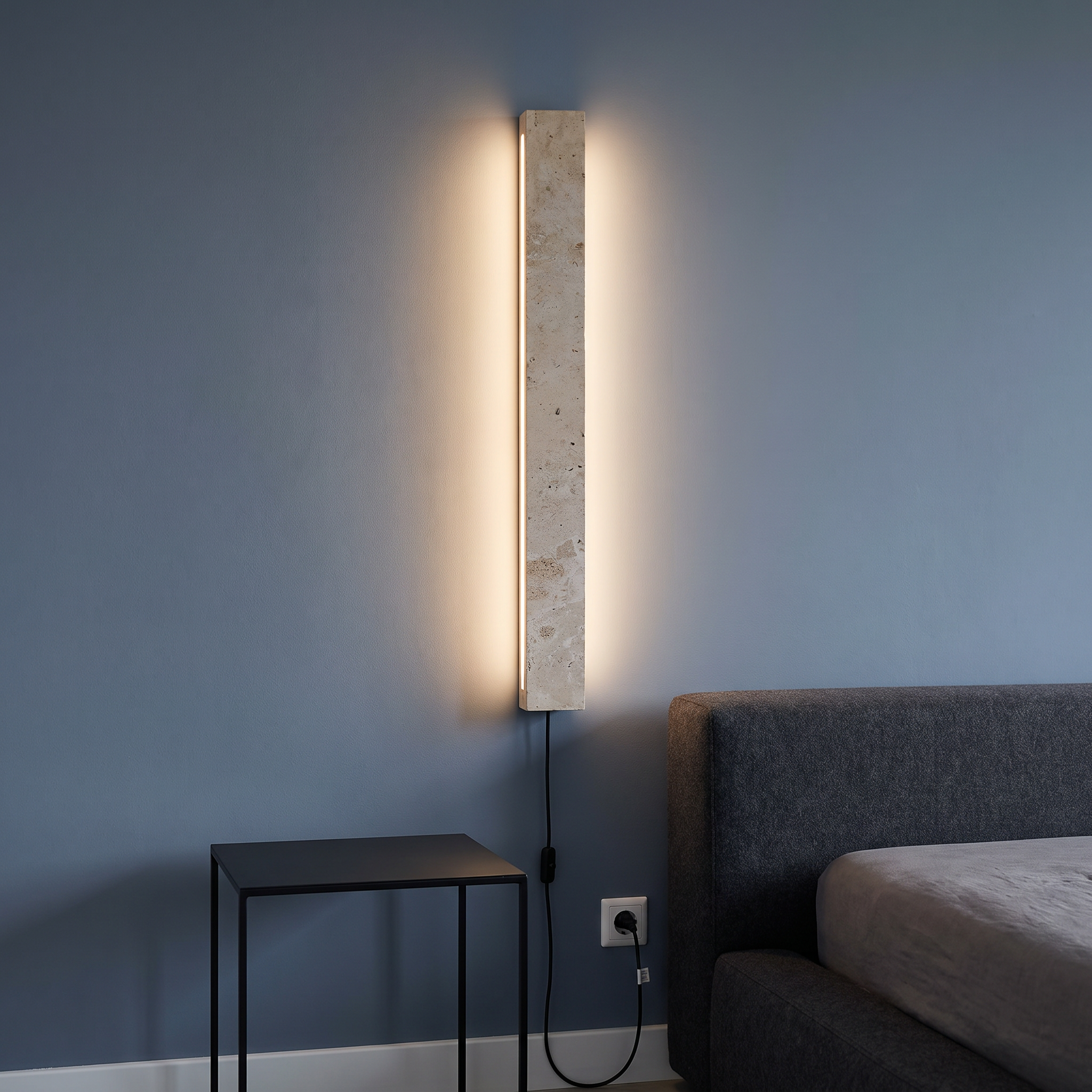 Dynamene - Travertine Linear Plug-In Wall Light