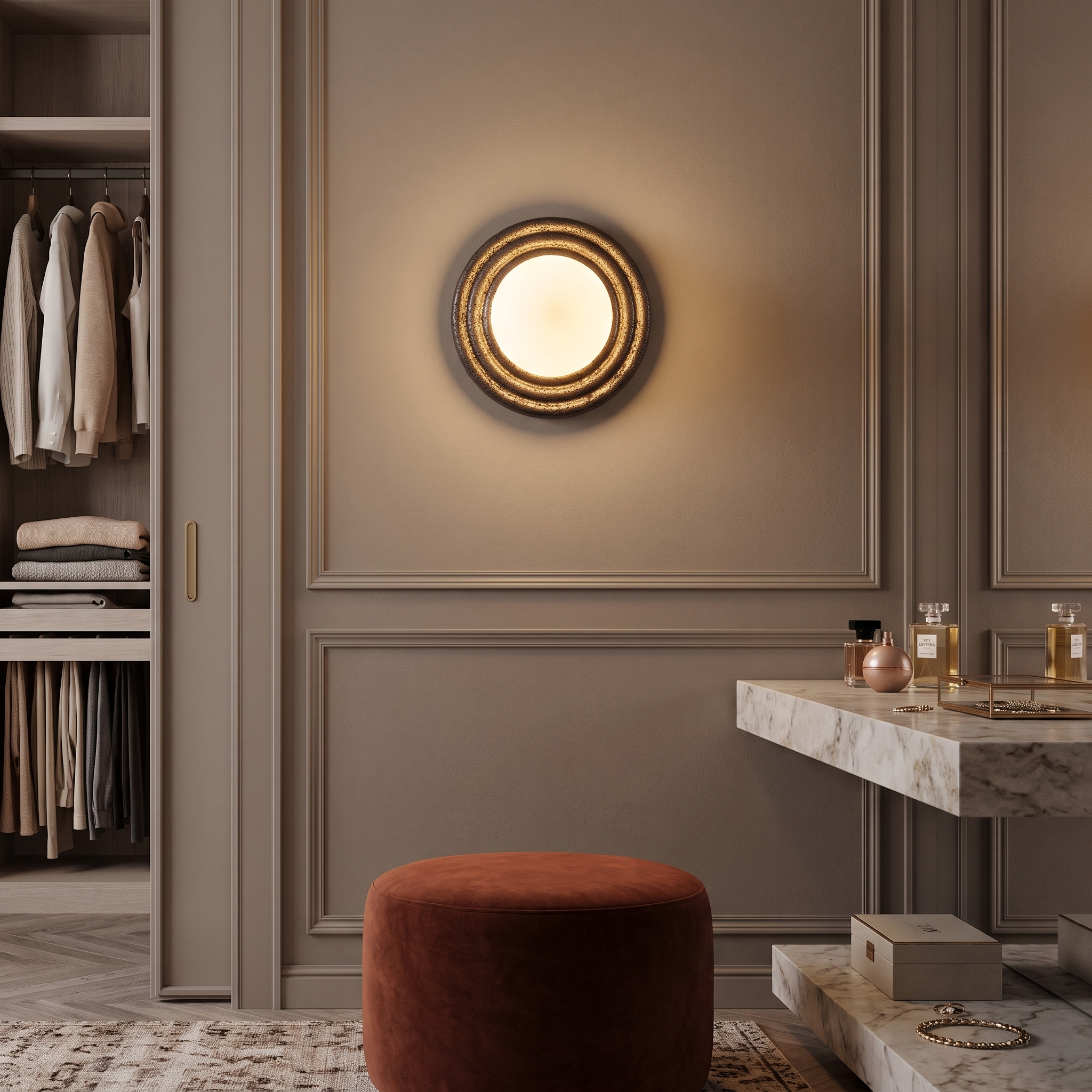 Eurybia - Concentric Travertine Ring Sconce