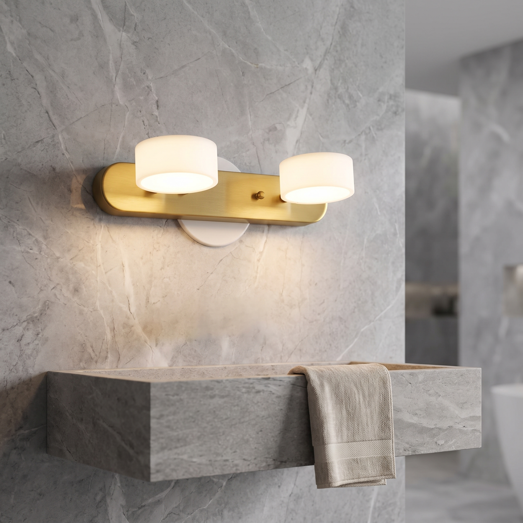 Melpomene - Travertine and Marble Vanity Light