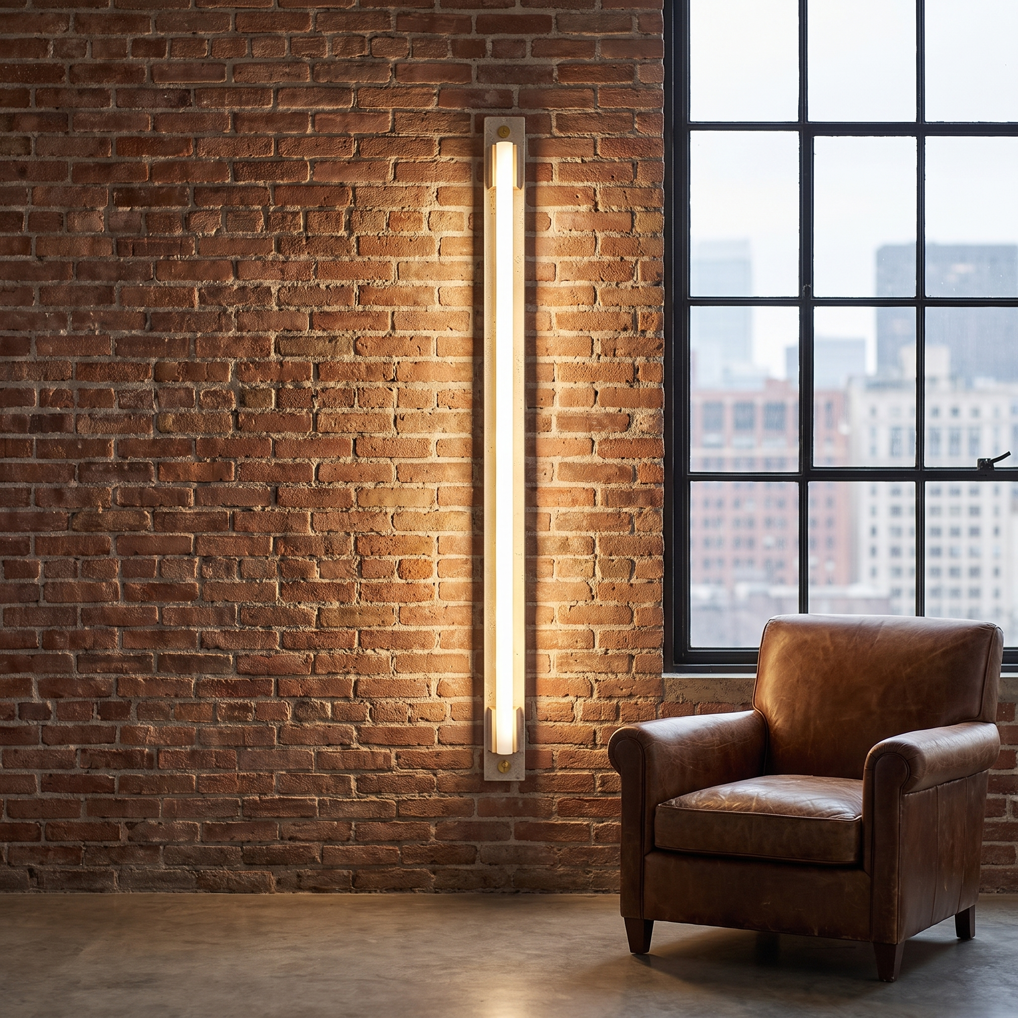 Krios - Travertine and LED Tube Wall Bar