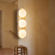 Amphion - Travertine and Wood Trio Wall Sconce