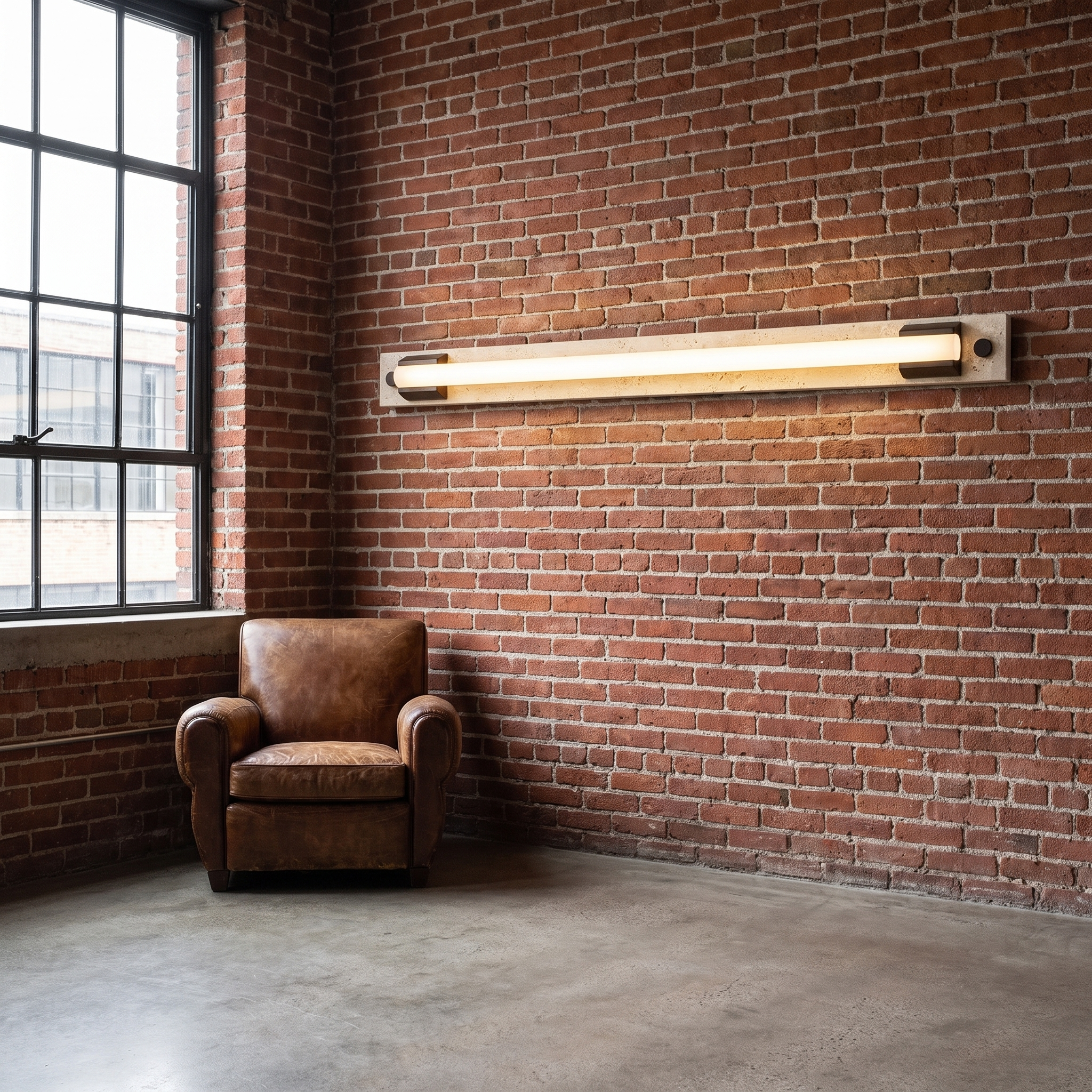 Krios - Travertine and LED Tube Wall Bar