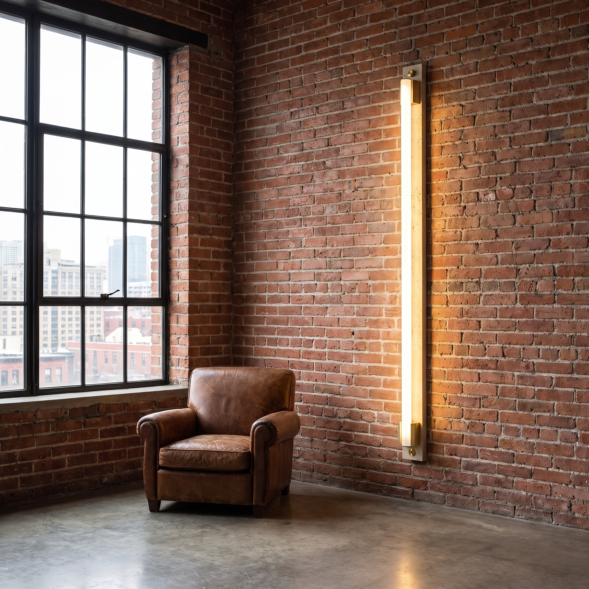 Krios - Travertine and LED Tube Wall Bar
