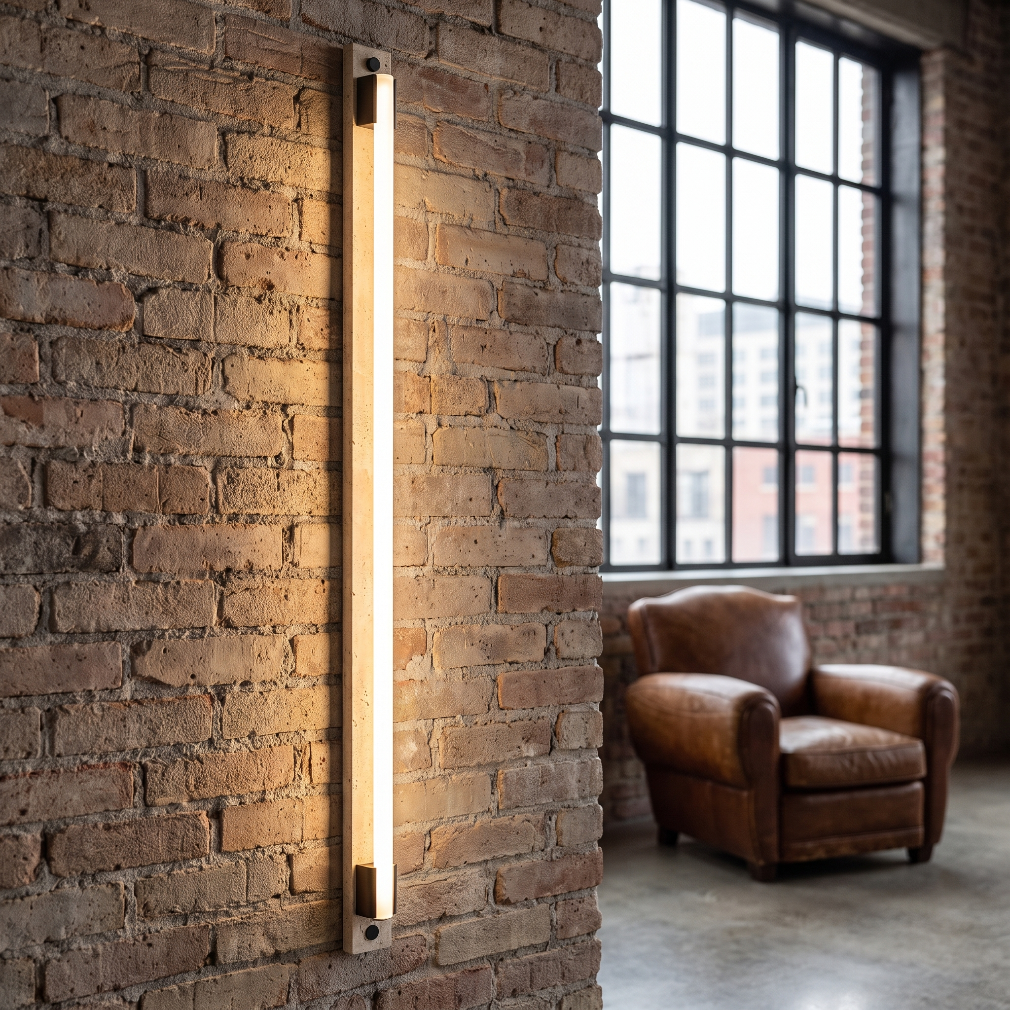 Krios - Travertine and LED Tube Wall Bar