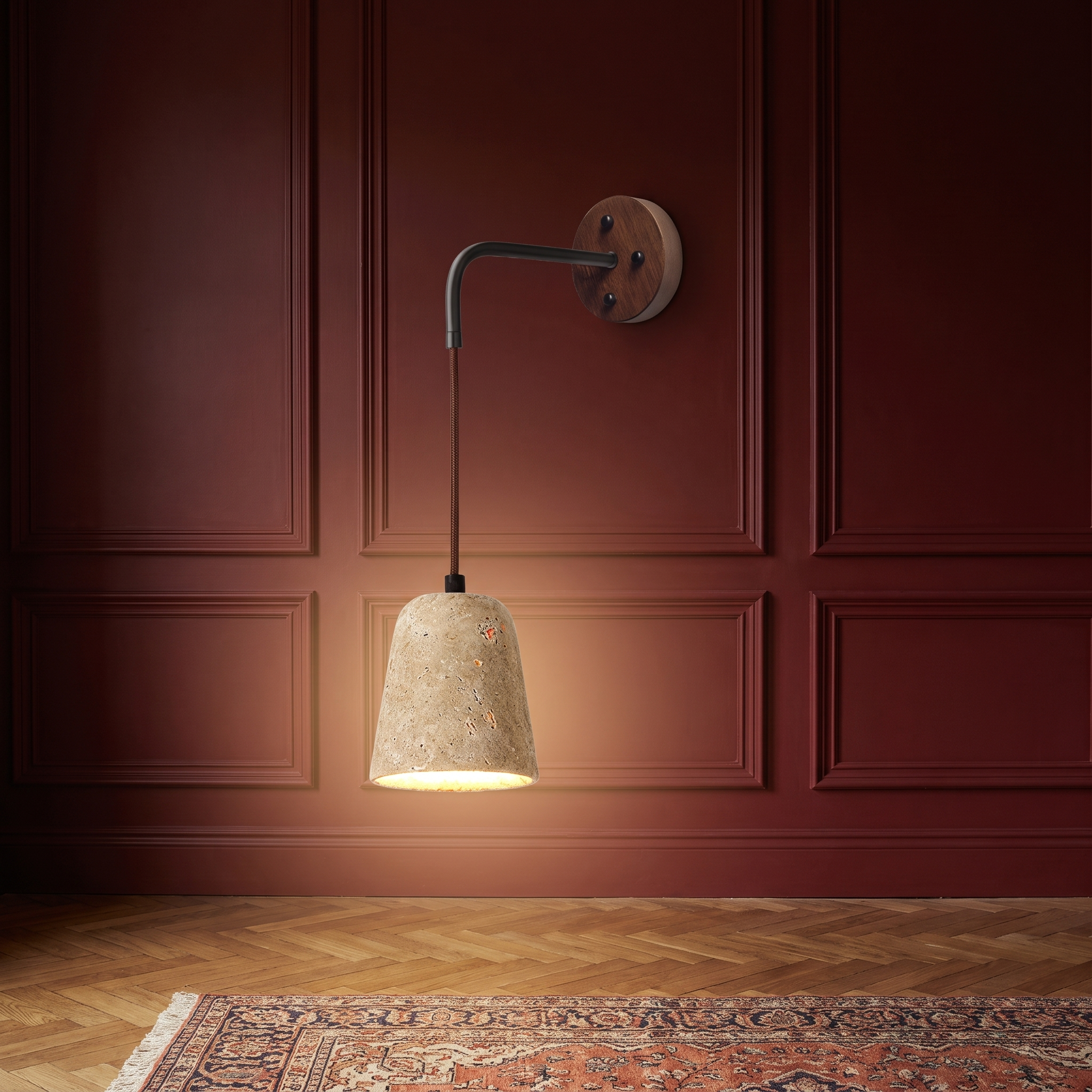 Eurynome - Travertine Dome Wall Light