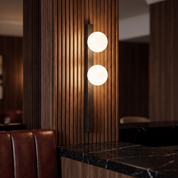 Glaukos - Black Travertine and Opal Globe Sconce