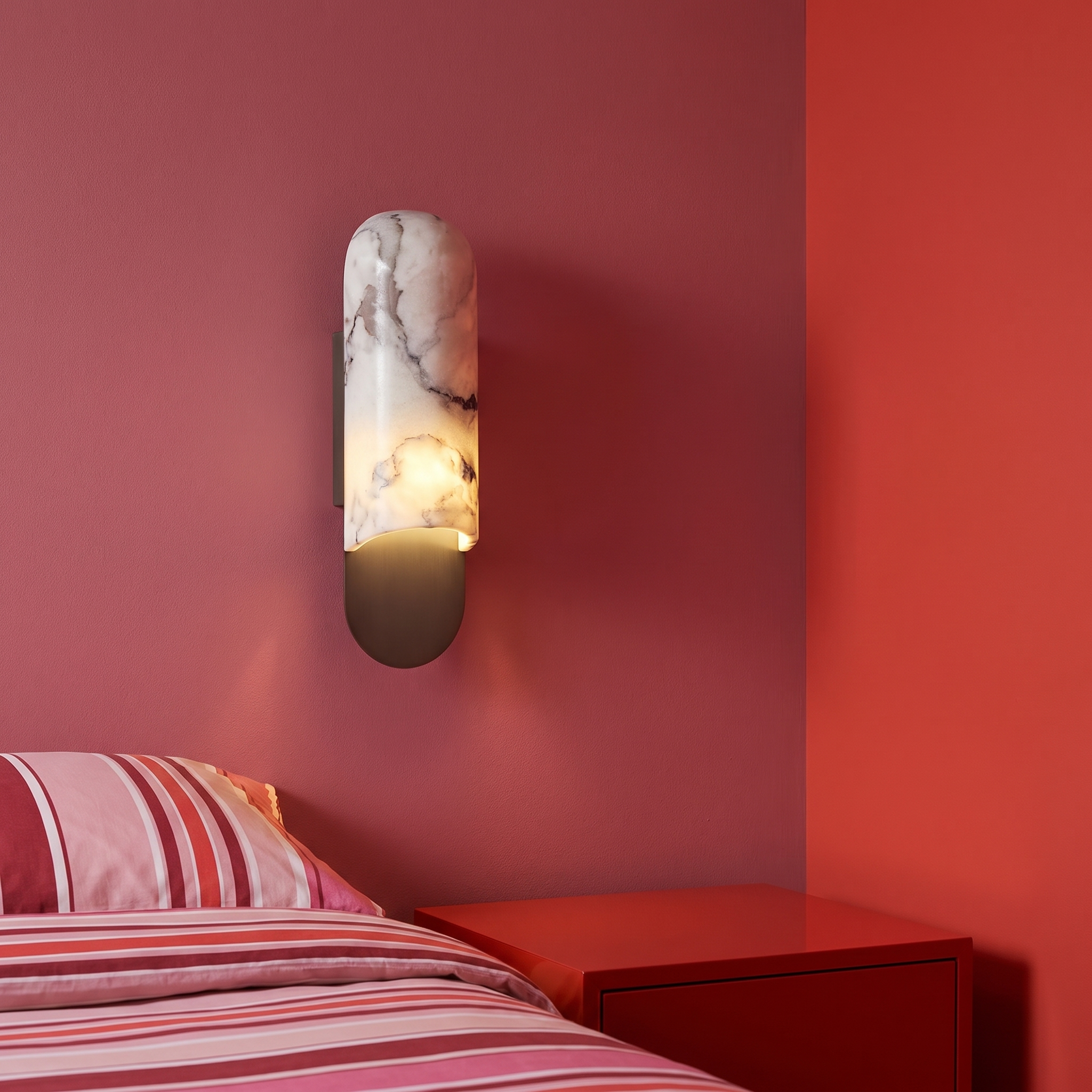 Niobe - White Marble and Metal Wall Sconce