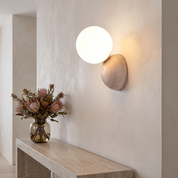 Kepheus - Travertine and Glass Globe Sconce