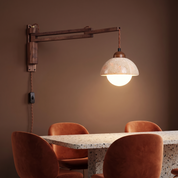 Eunike - Travertine Dome Swing Arm Wall Lamp