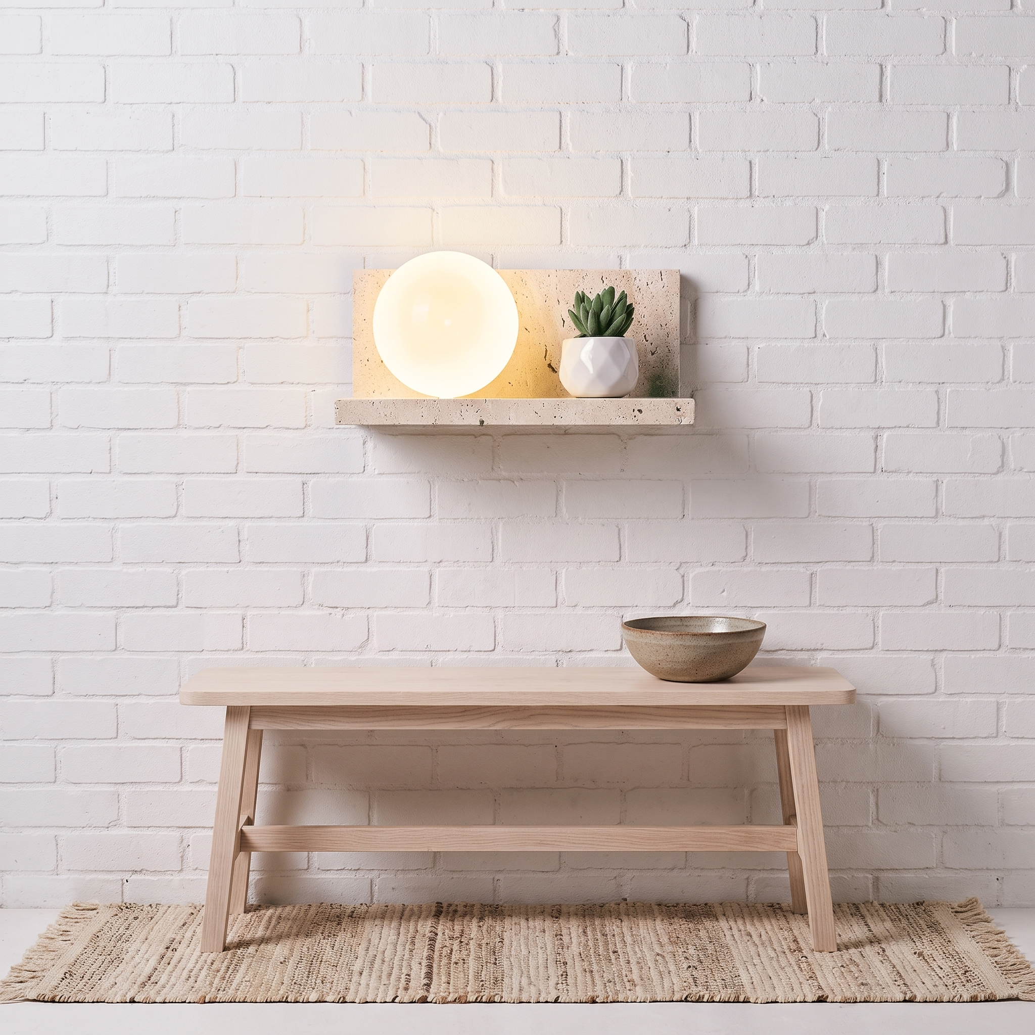 Pherousa - Travertine Shelf Wall Sconce