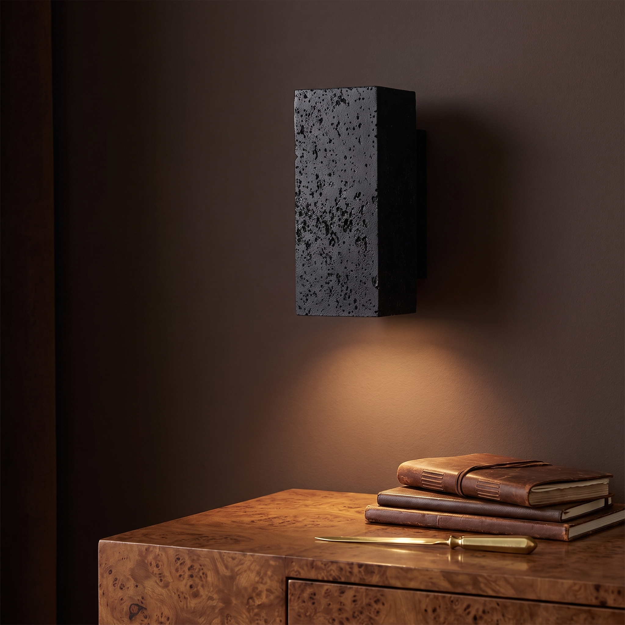 Ophion - Black Travertine Block Wall Lamp