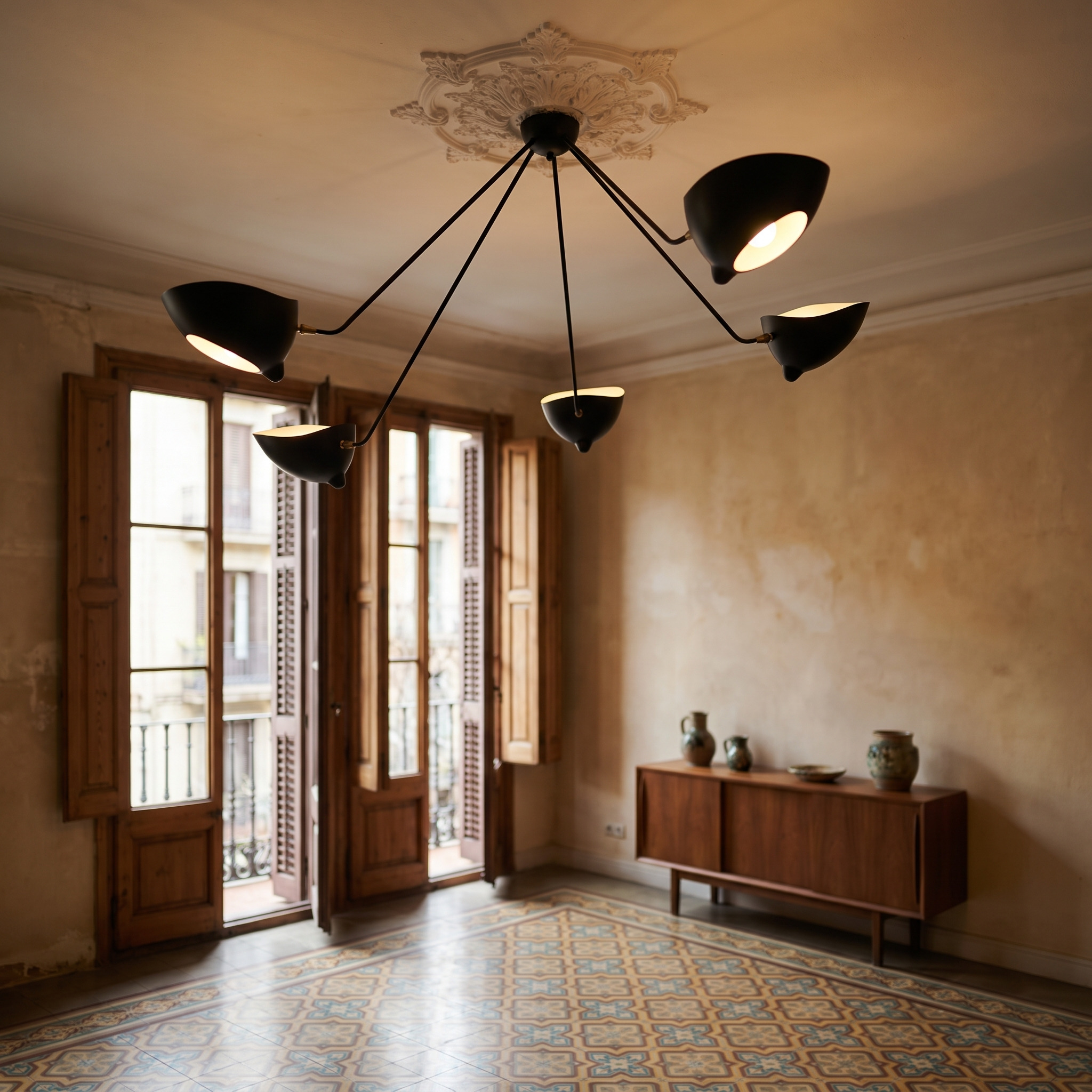 Zeuxippe - Lacquered Multi-Arm Ceiling Lamp - 5h Black