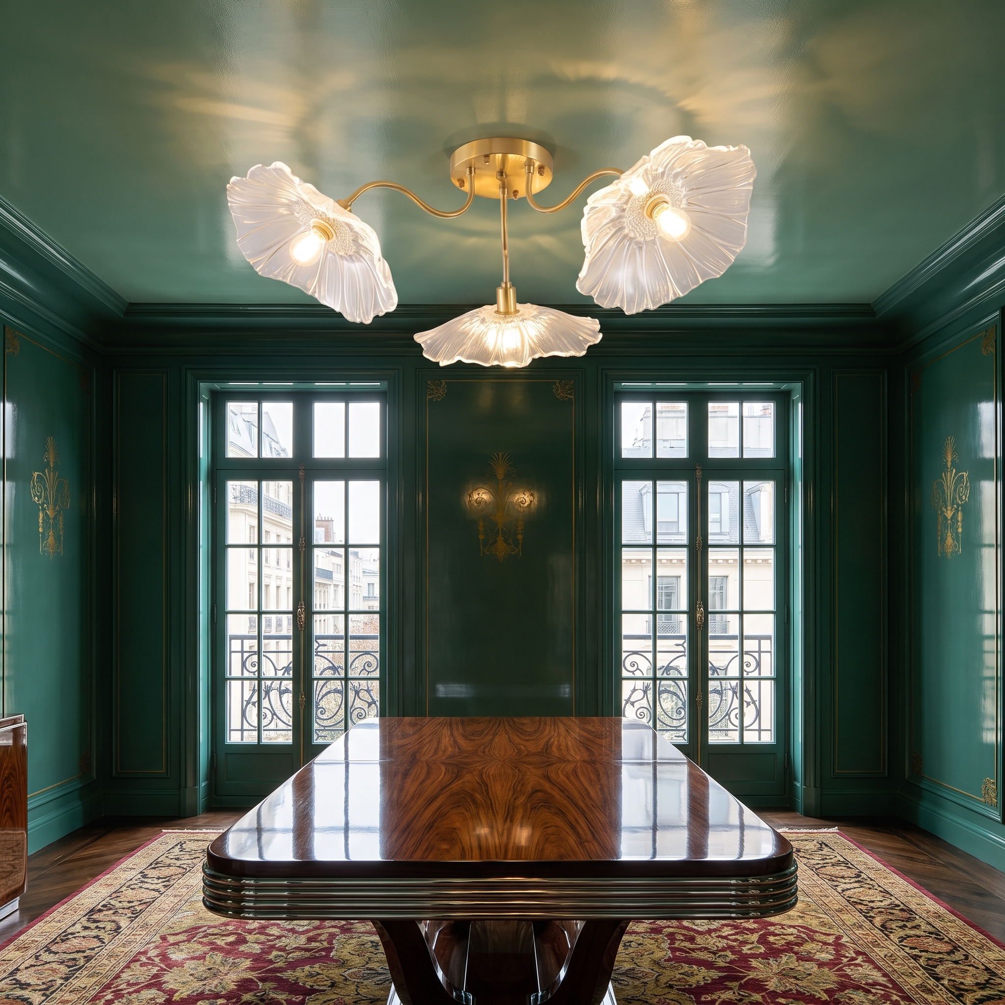 Oinone - Frosted Leaf Glass Ceiling Light