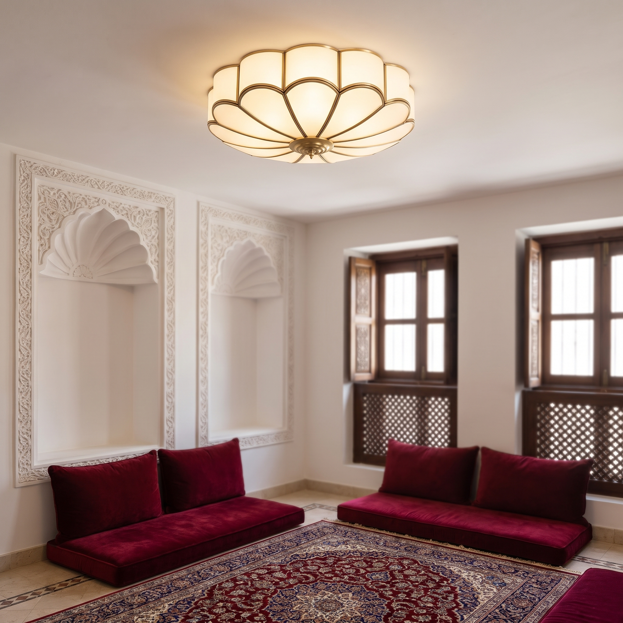 Antheia - Brass and Frosted Glass Ceiling Light