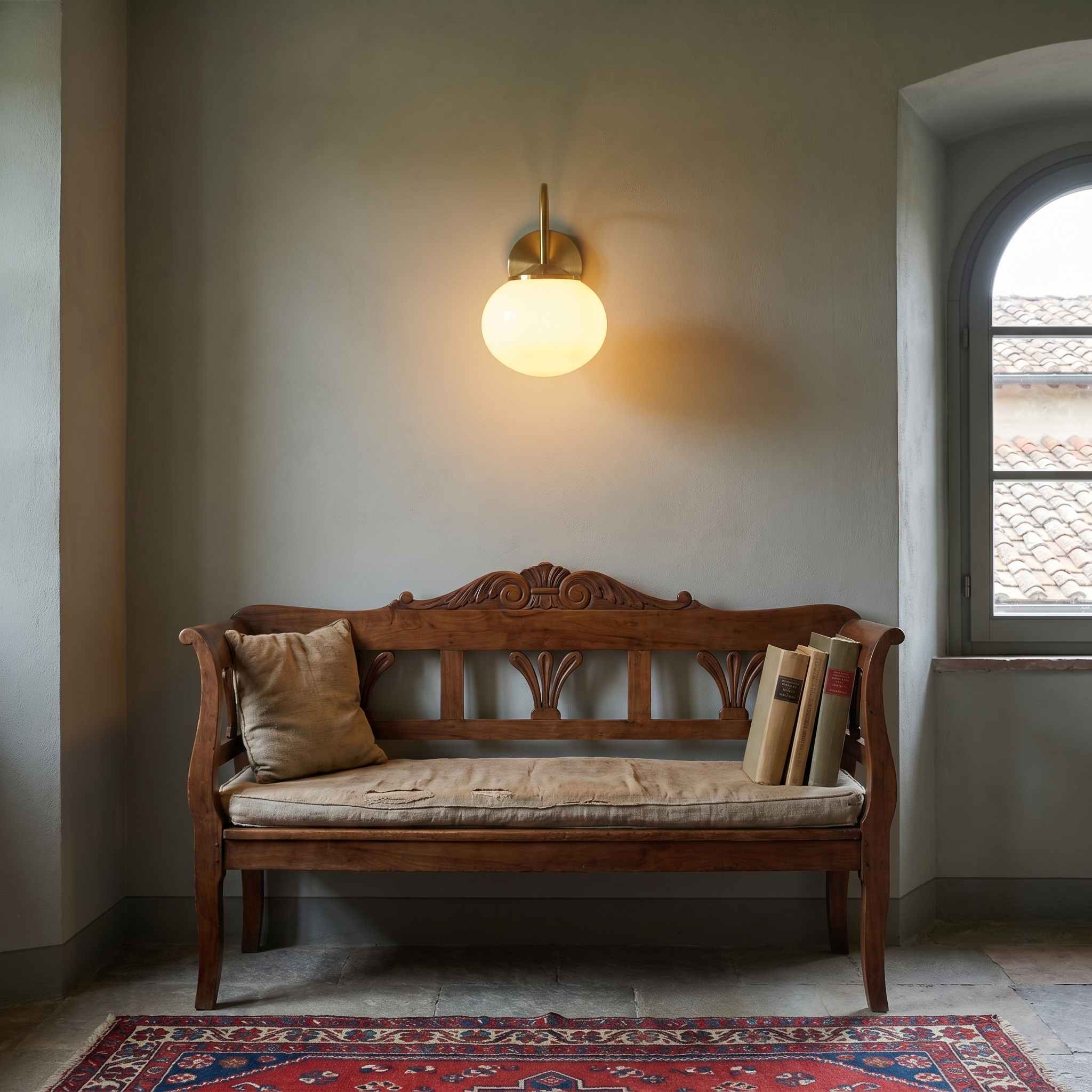 Makaria - Copper and Glass Wall Lamp - Copper & Beige