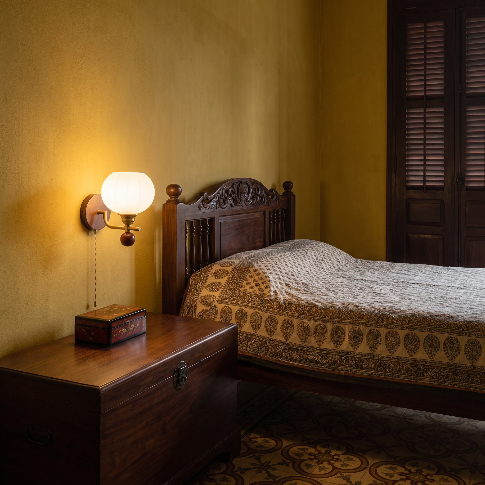 Oreiades - Wood and Frosted Glass Wall Lamp companion interior view