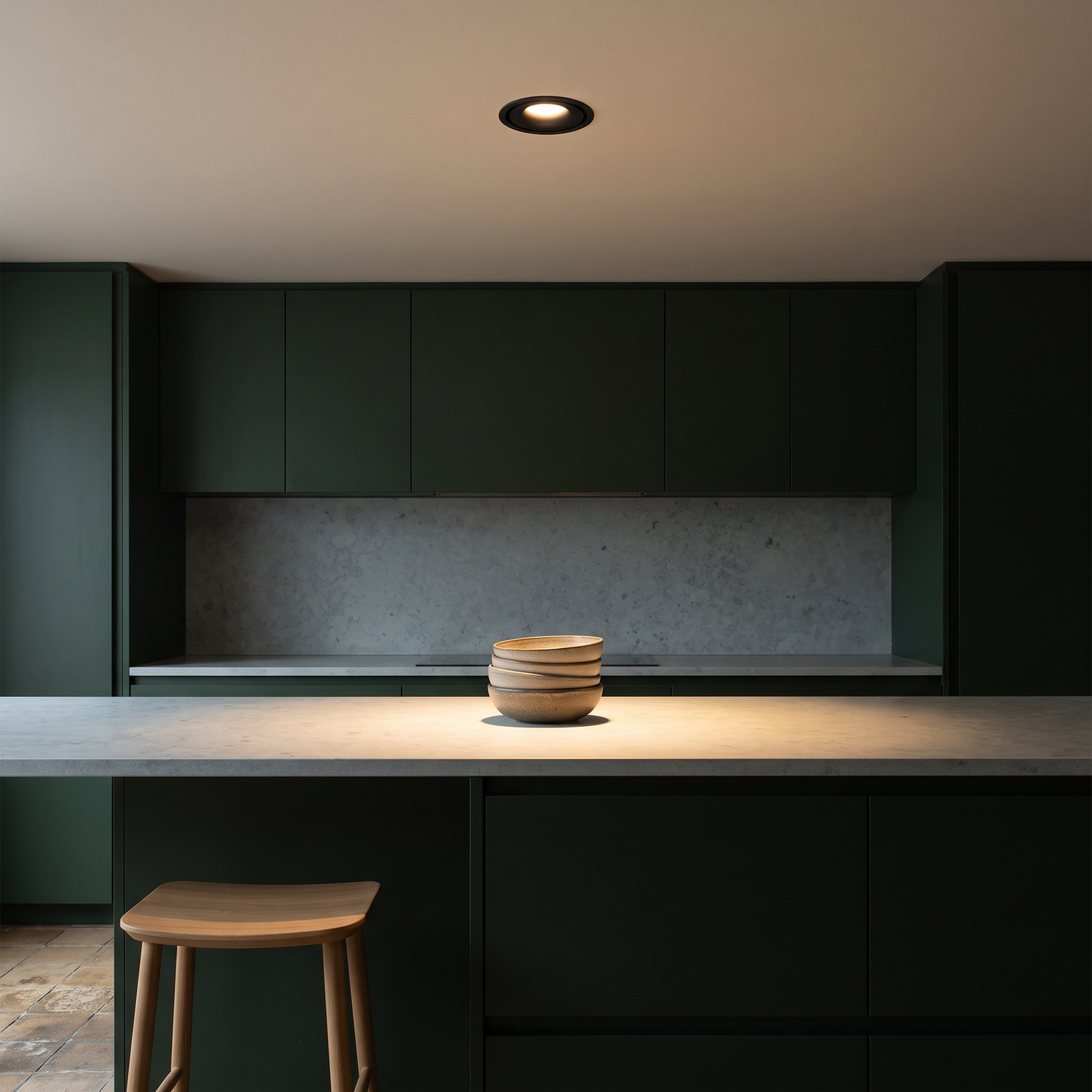 Aitne - Recessed LED Downlight shown lit above a kitchen counter