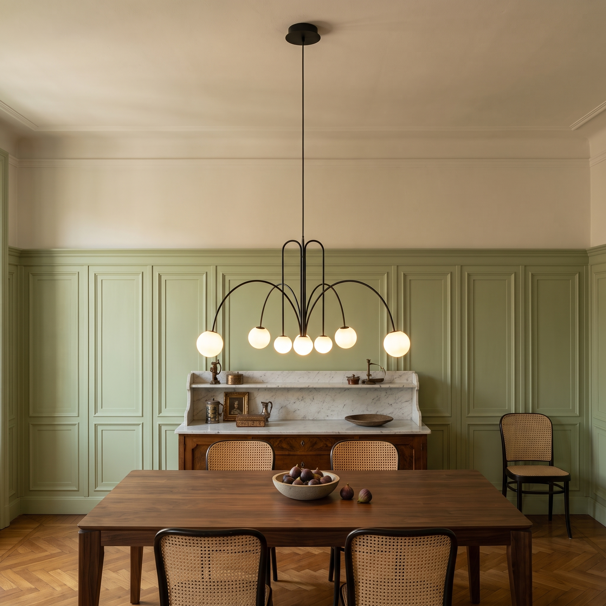 Thalia - White Glass Pendant Chandelier in a styled interior
