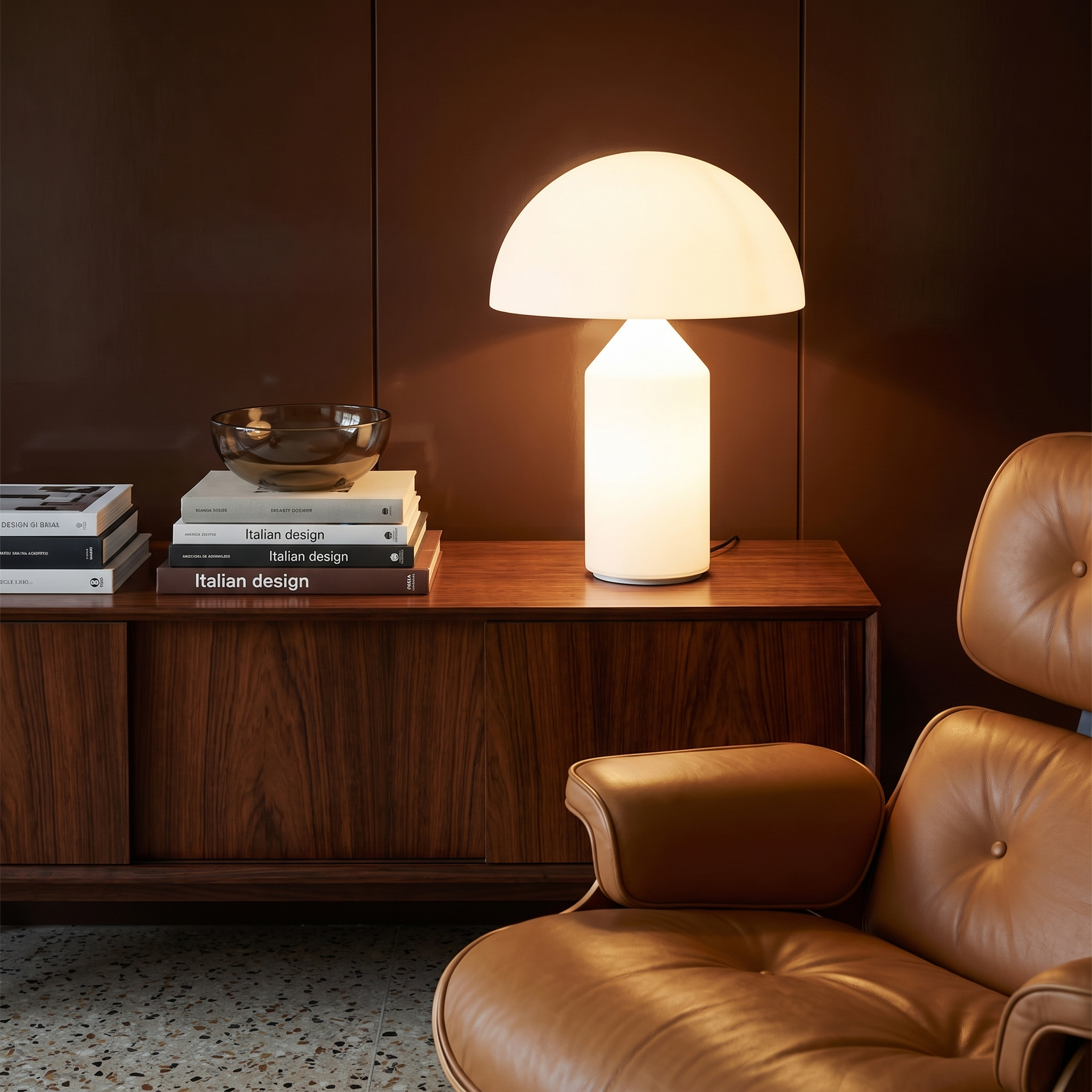Lance - Geometric White Glass Table Lamp