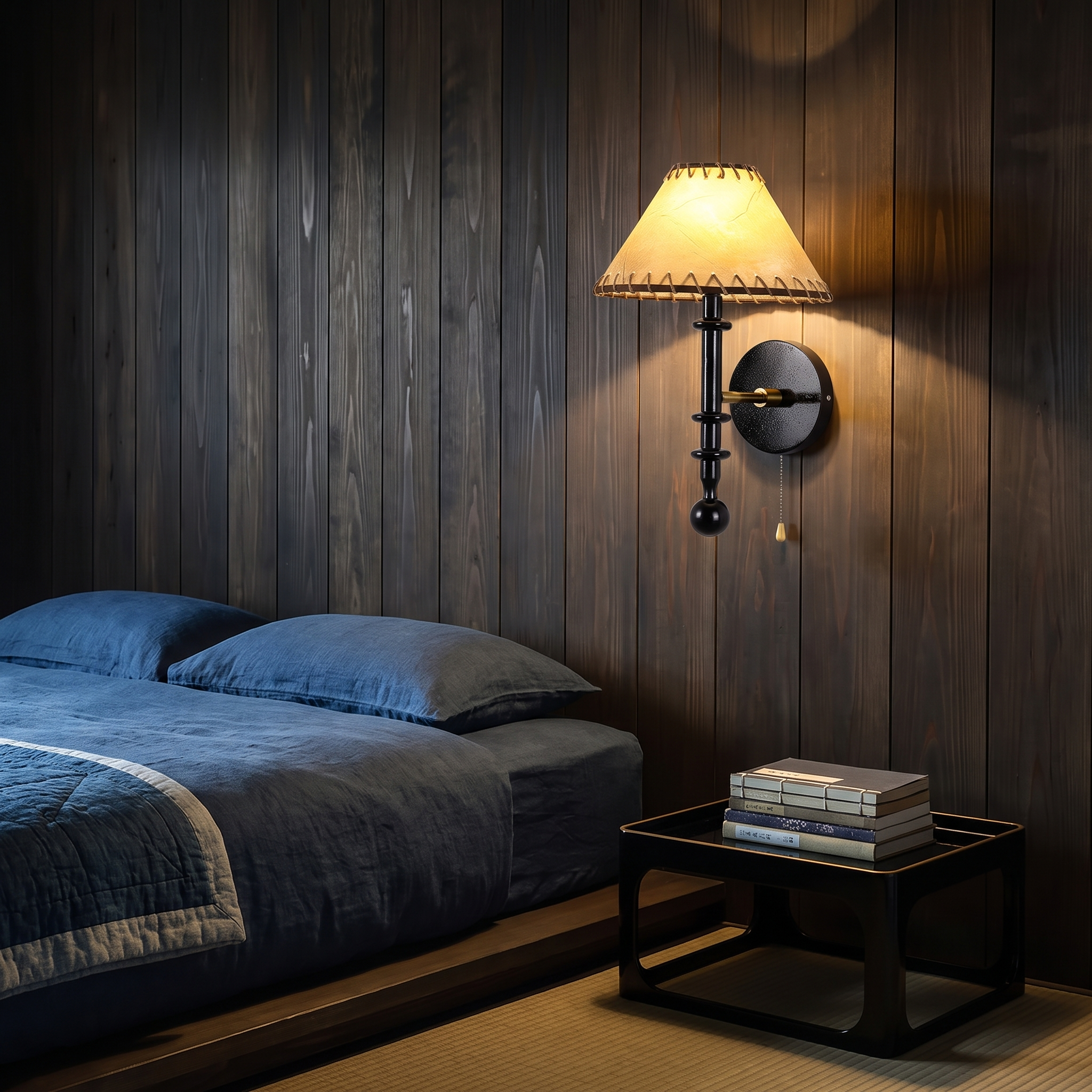 Sidney - Wood and Stitched Fabric Wall Lamp